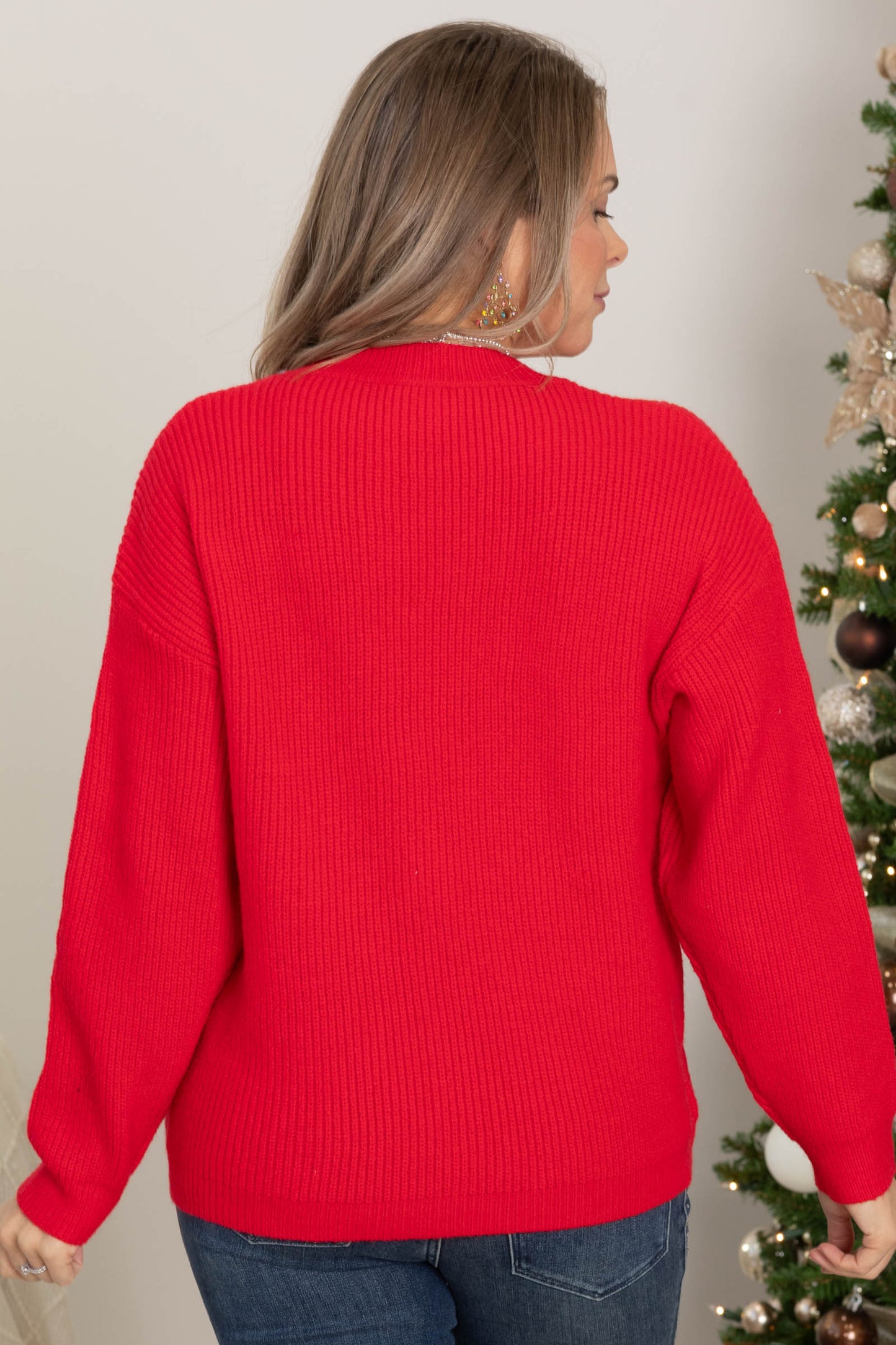 Merry Christmas Tinsel Lettering Sweater Top