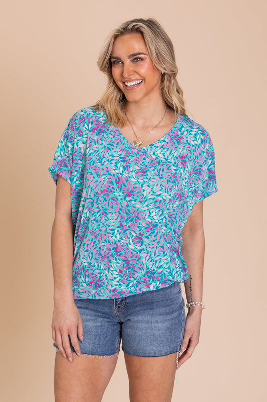 Mint Printed Dolman Sadie Wrinkle Free Top