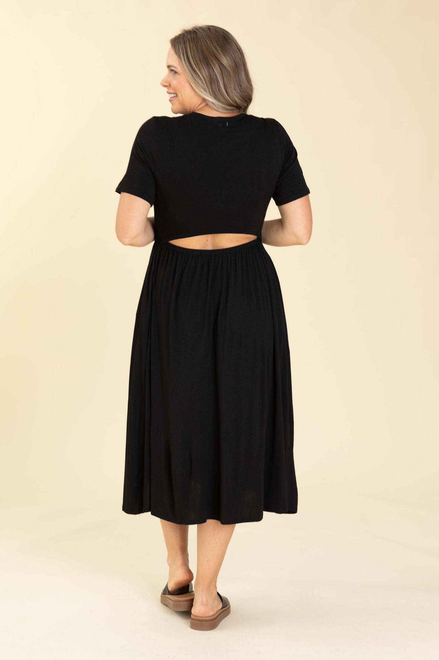 Black Knit Maxi Dress With Open Back Detail