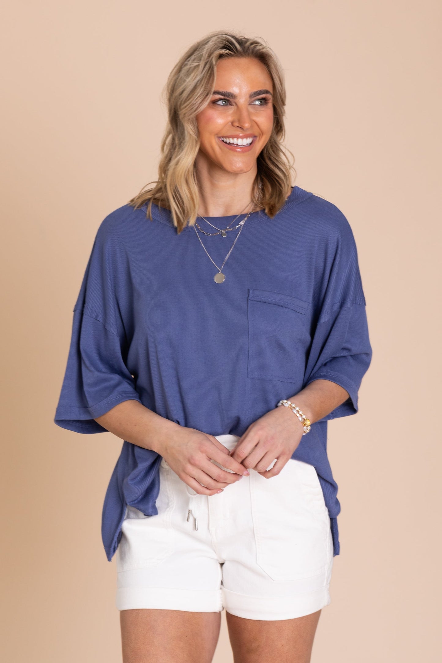 Oversized Ribbed Short Sleeve Knit Top