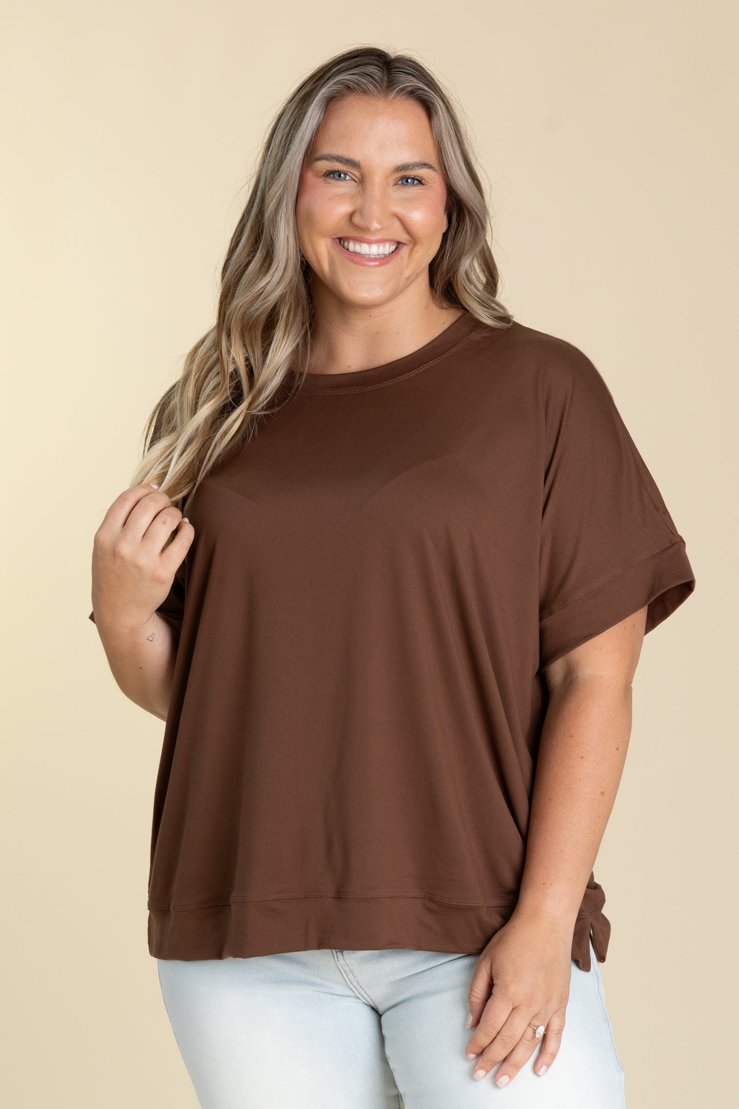 Ultracozy Short Sleeve Crewneck Knit Top