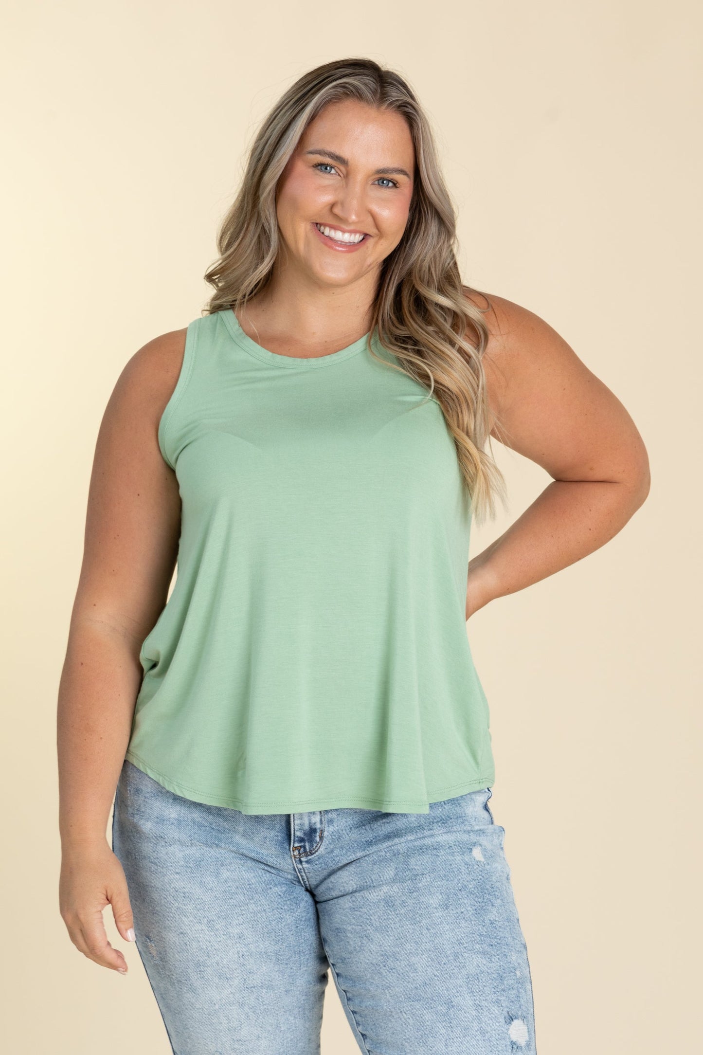 Flowy Round Neck Knit Tank Top