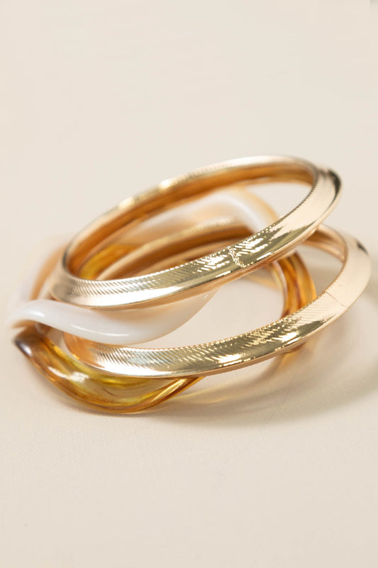 Multicolor Mixed Shaped Bangle Bracelets Set