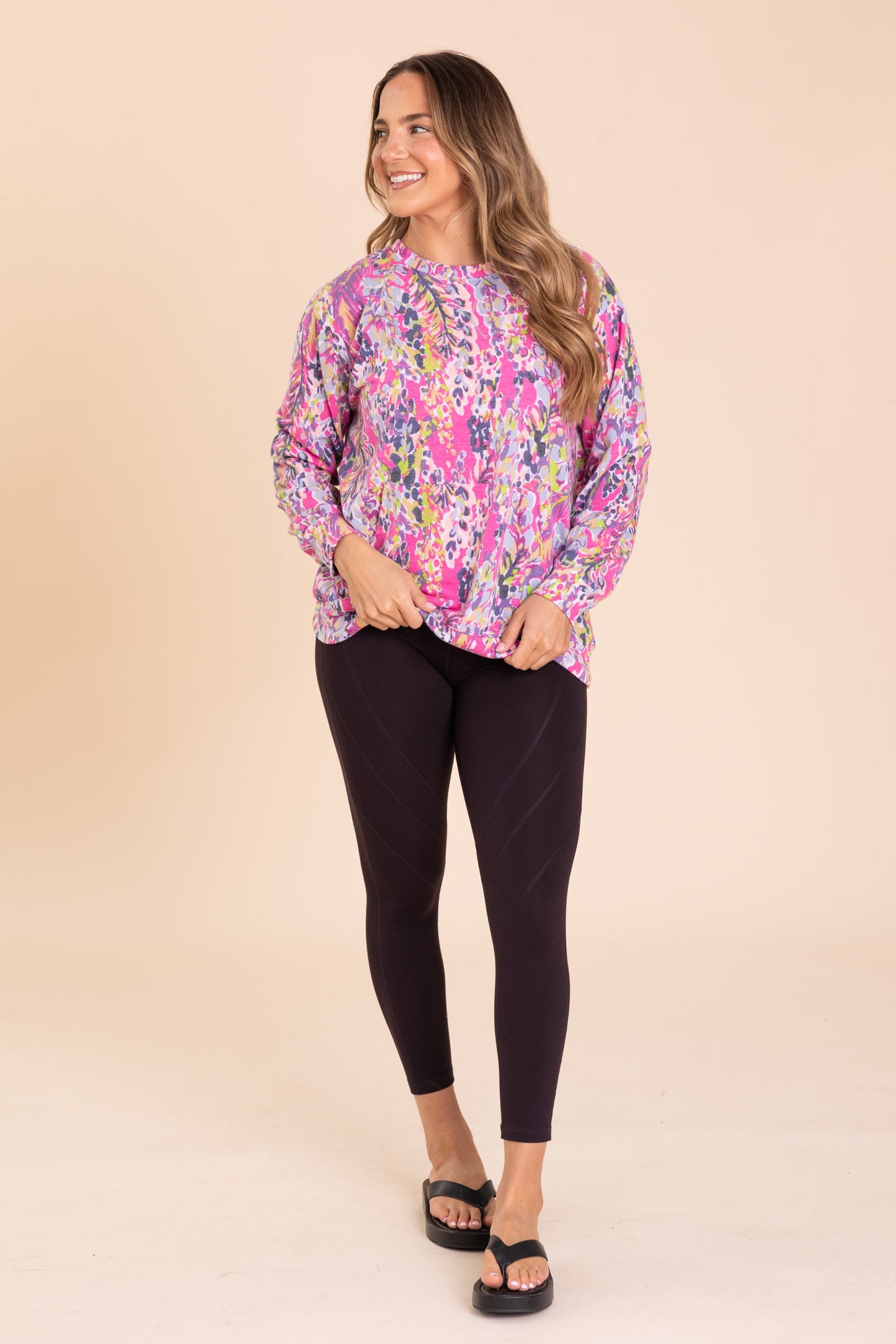 Spring Showers Lightweight French Terry Printed Sweatshirt With Pocket