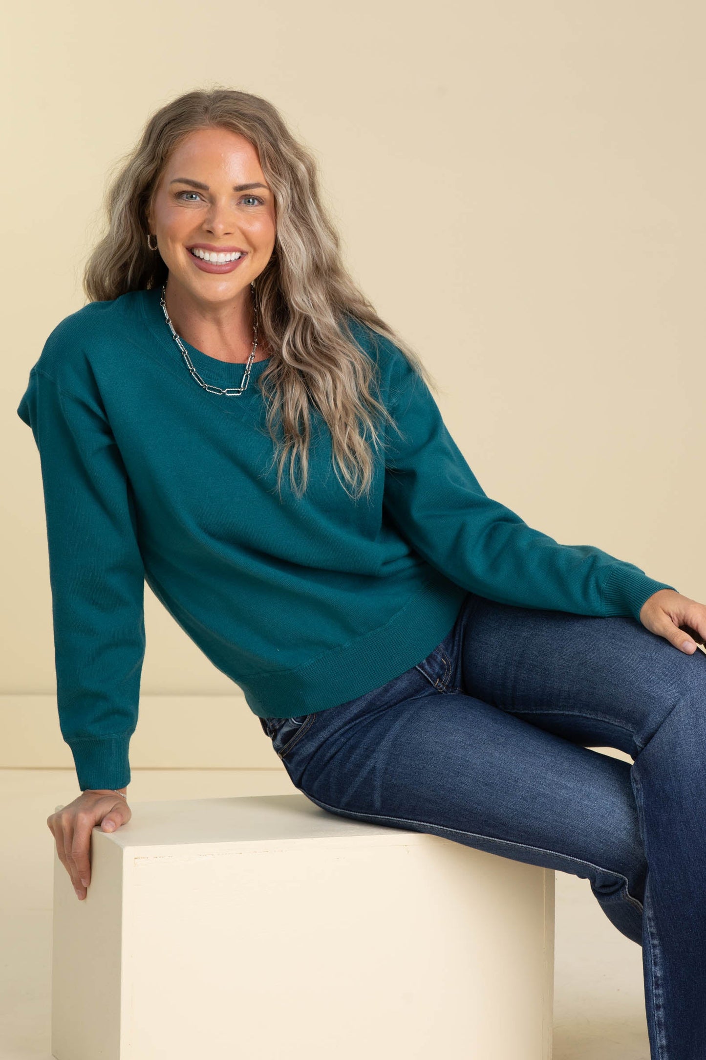 Solid Pullover Knit Top Sweaters