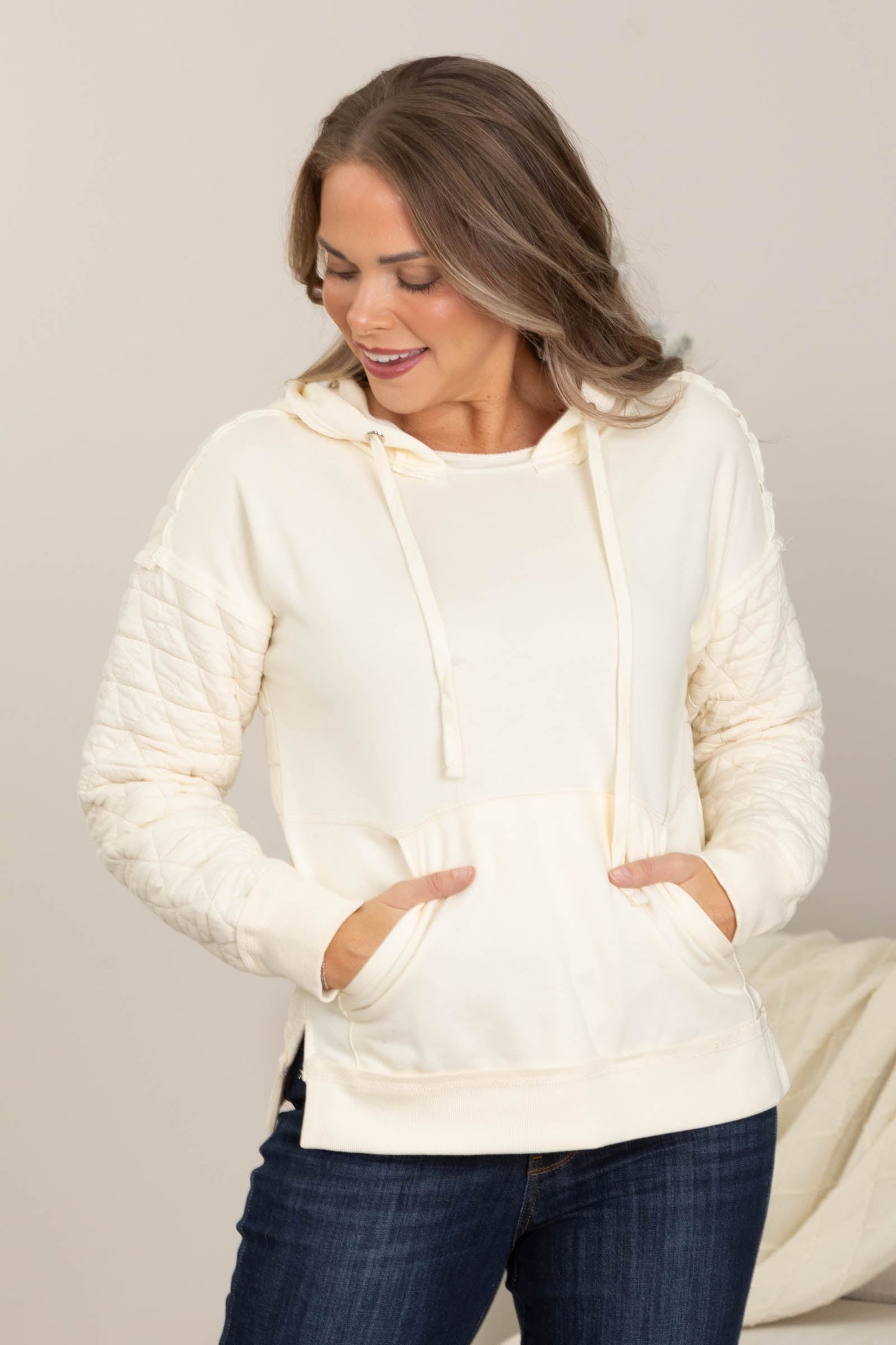 Quilted Knit Mixed Sweatshirts