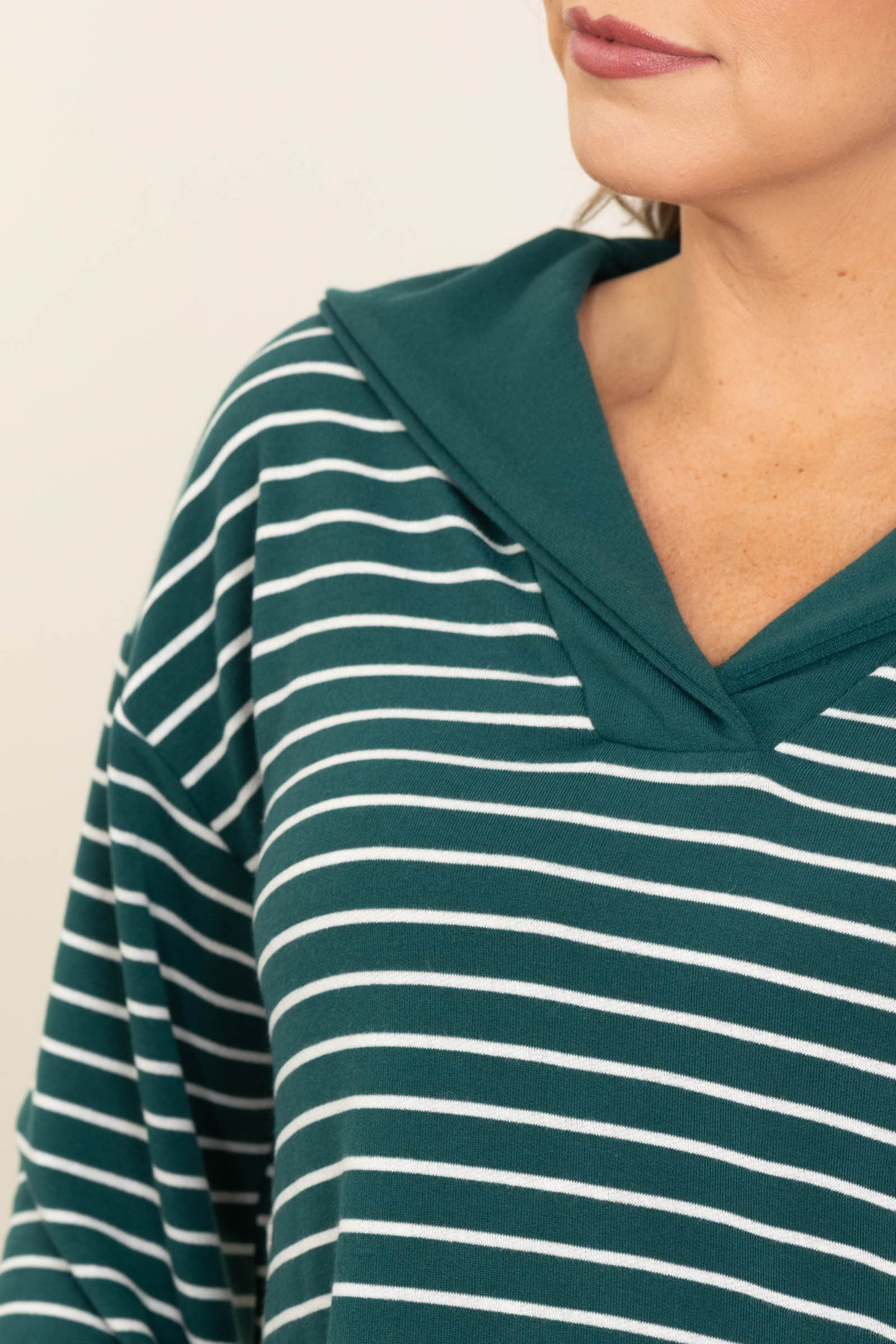 Emerald Green Stripe Bell Sleeve Knit Top