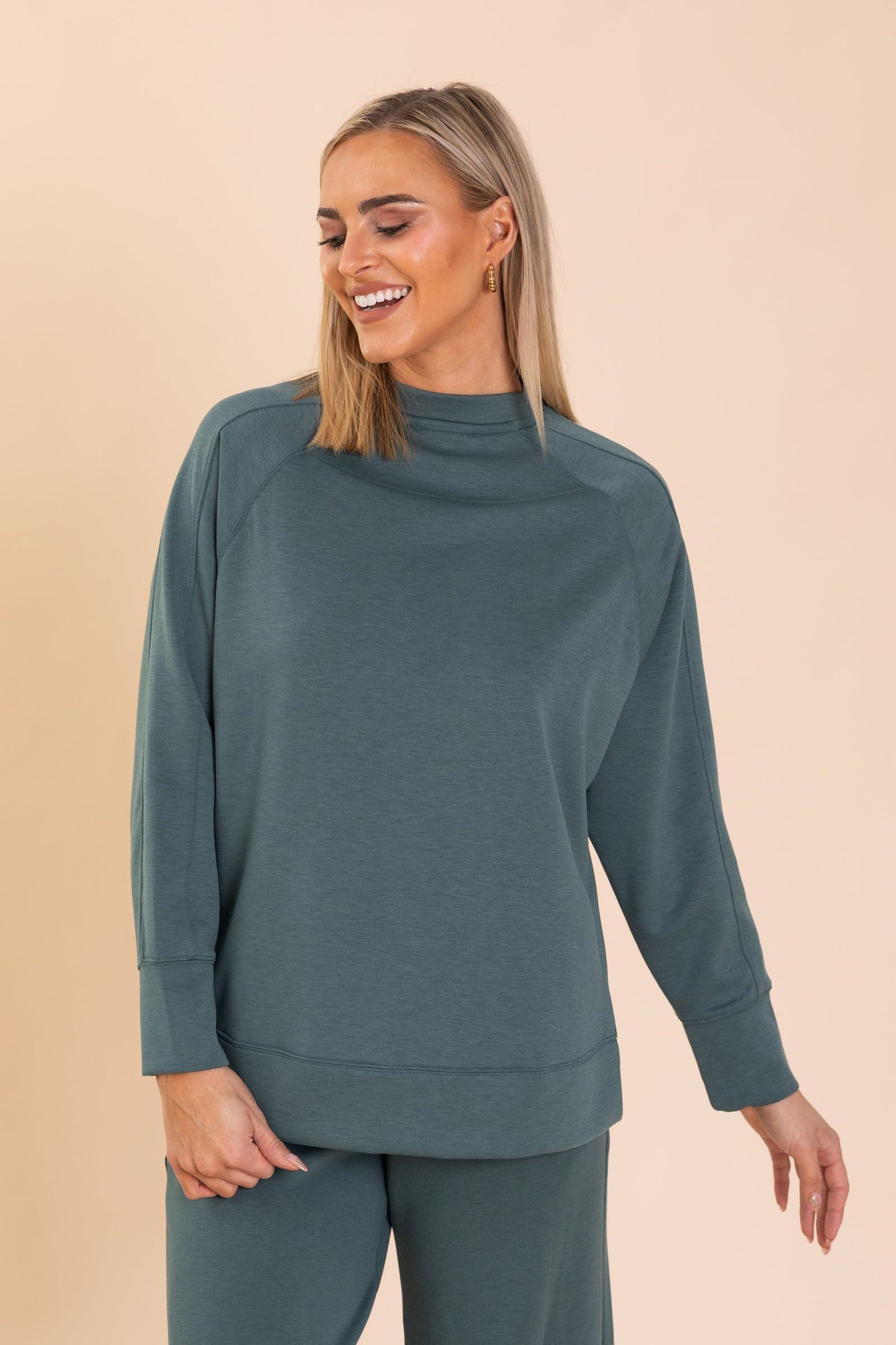 Ash Jade Scuba Round Neck Pullover With Side Slit