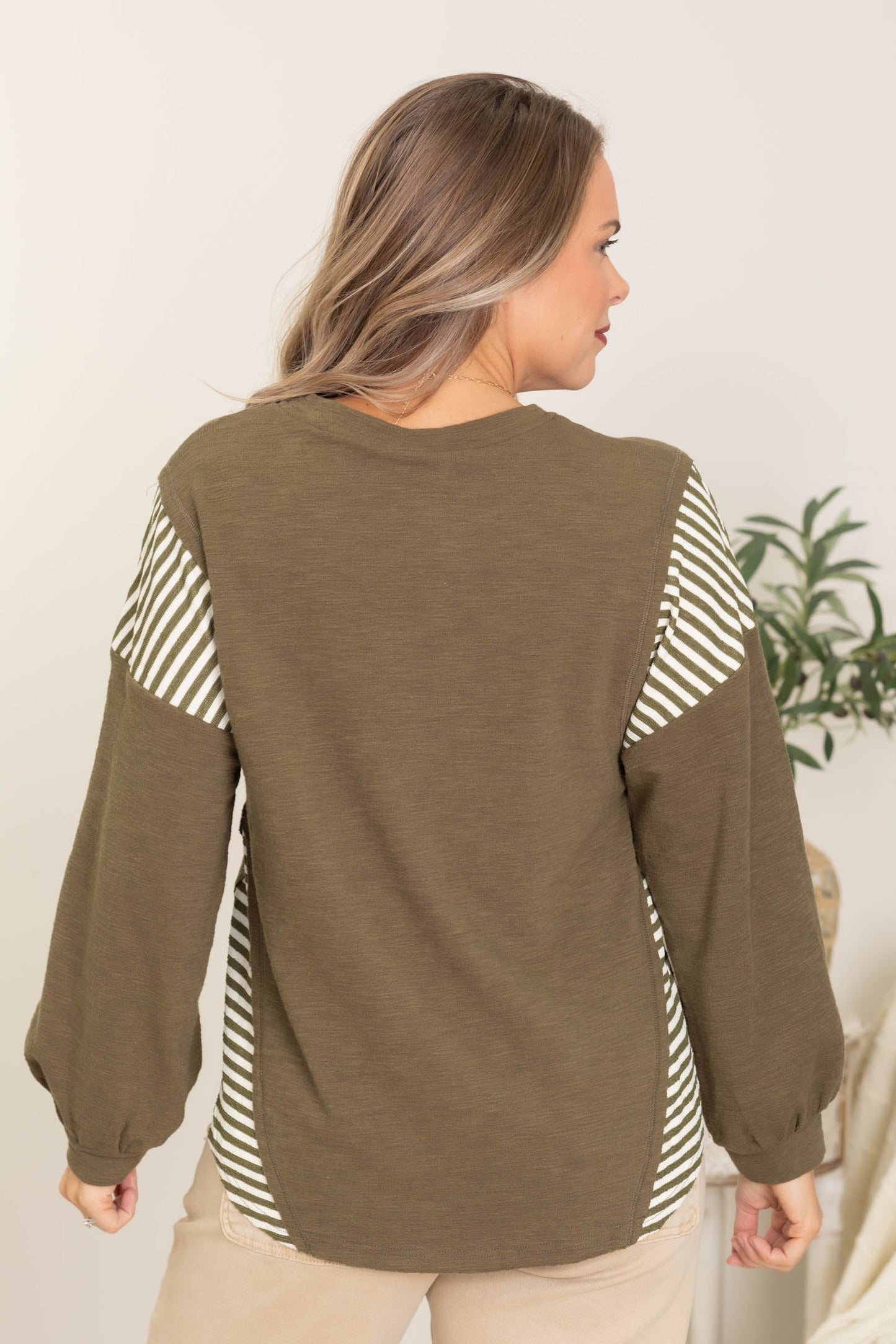Olive Oversized Western Graphic Knit Top