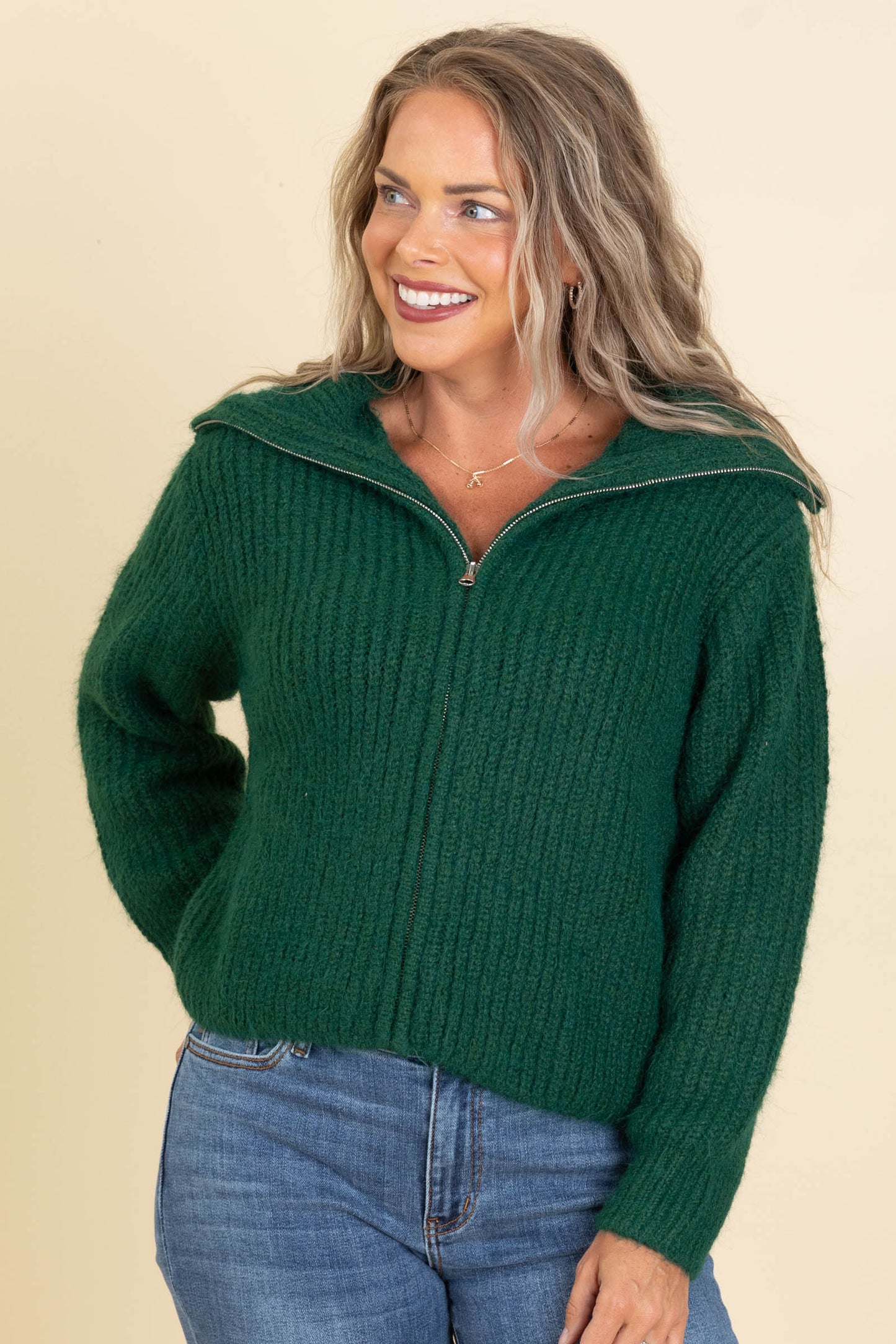 Funnel Neck Full Zip Sweaters