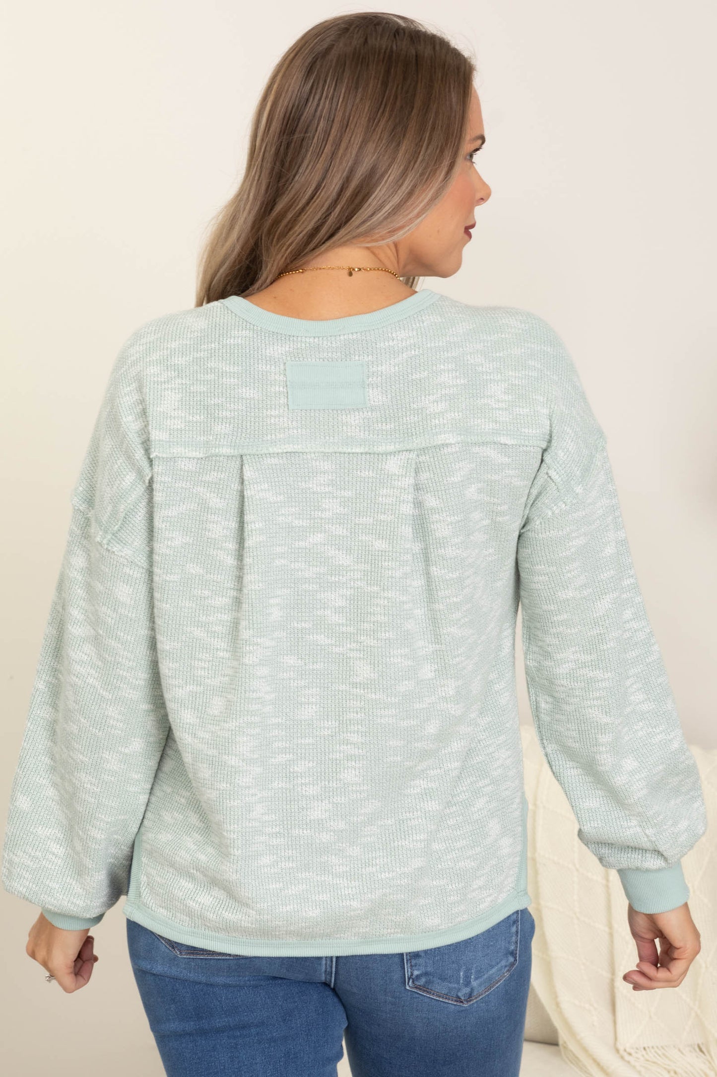 Mint Printed Knit Casual Top