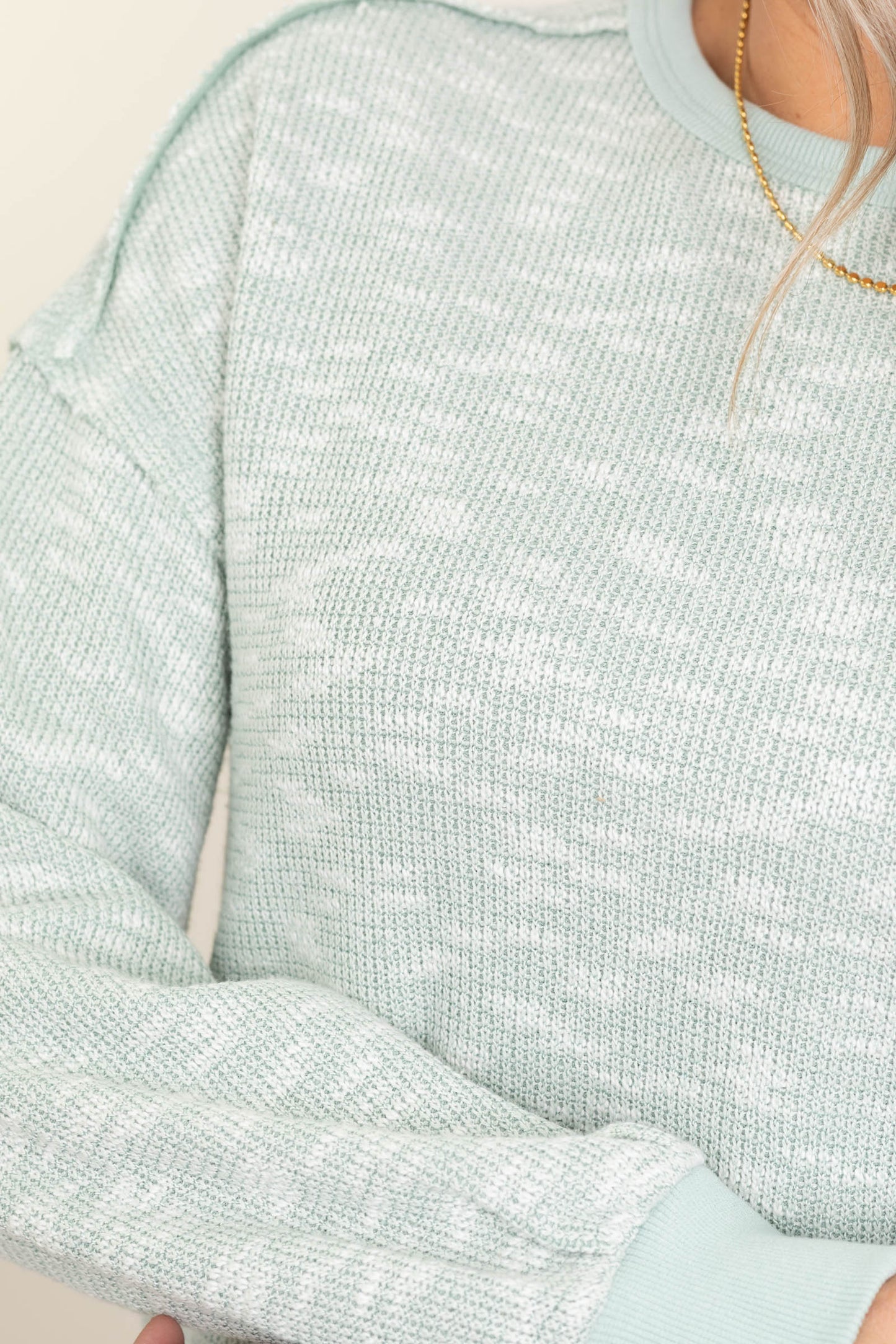 Mint Printed Knit Casual Top