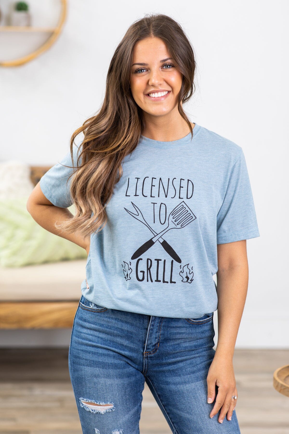 Dusty Blue Licensed To Grill Graphic Tee