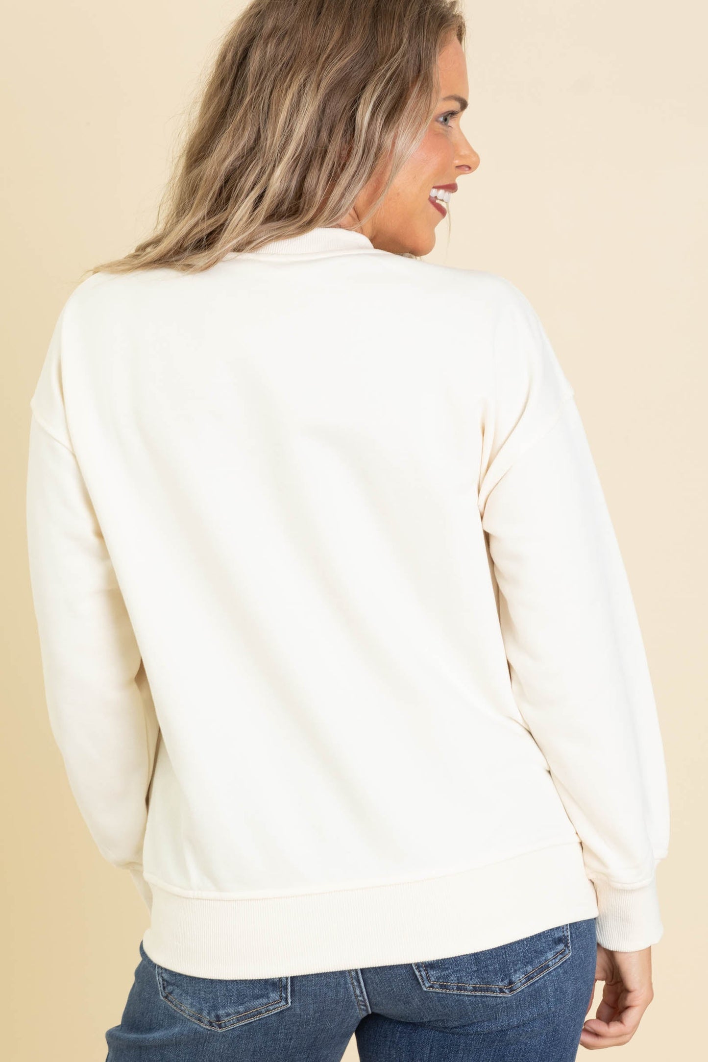 Cream Slow Sunday Morning Graphic Sweatshirt