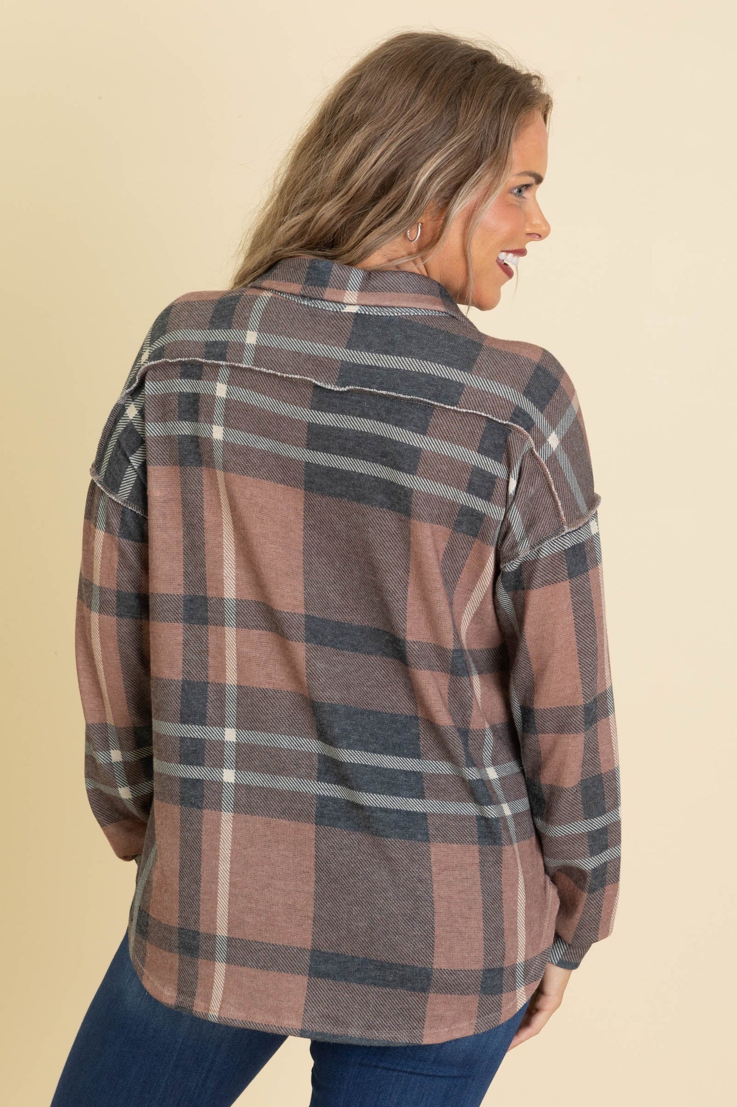 Brown Plaid Lightweight Shacket