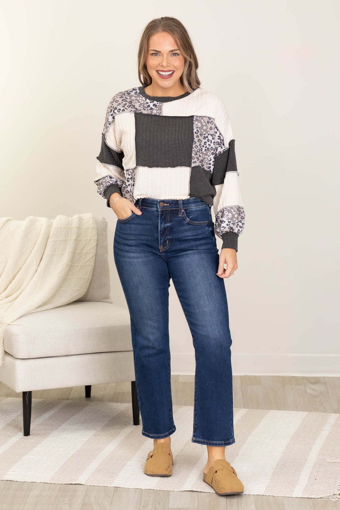 Risen Dark Tummy Control Crop Straight Pants