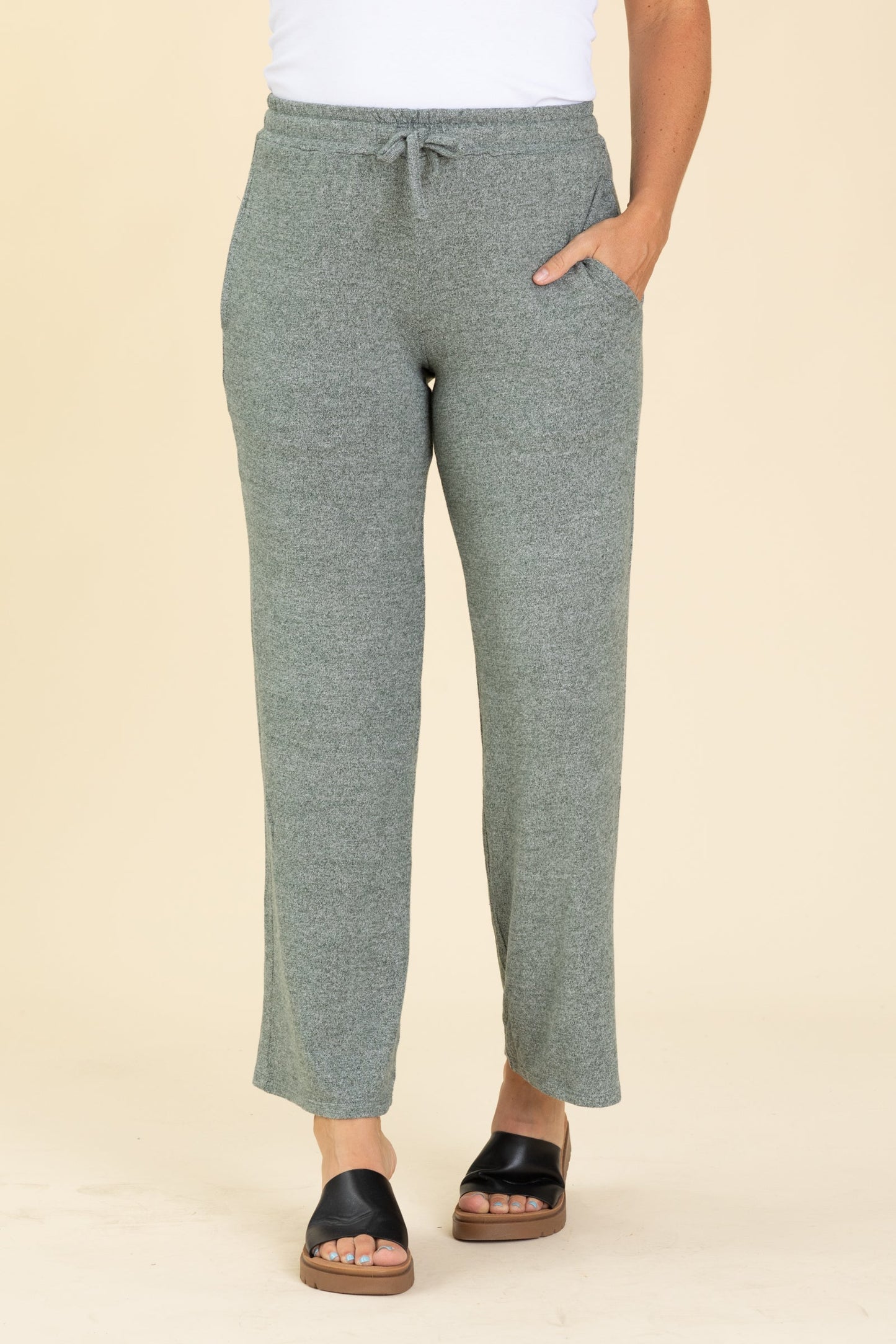 Grey Brushed Wide Leg Lounge Pants