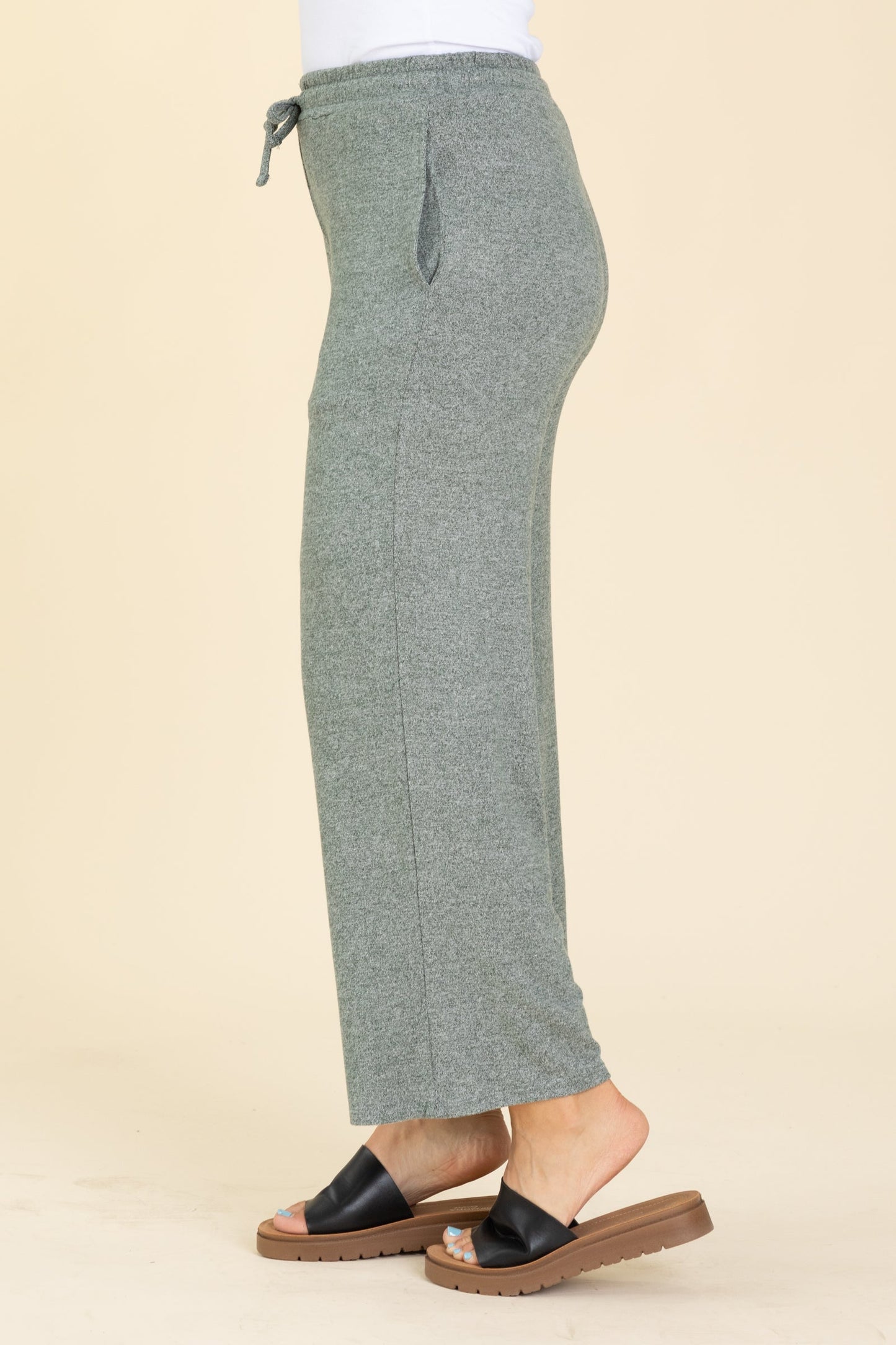 Grey Brushed Wide Leg Lounge Pants