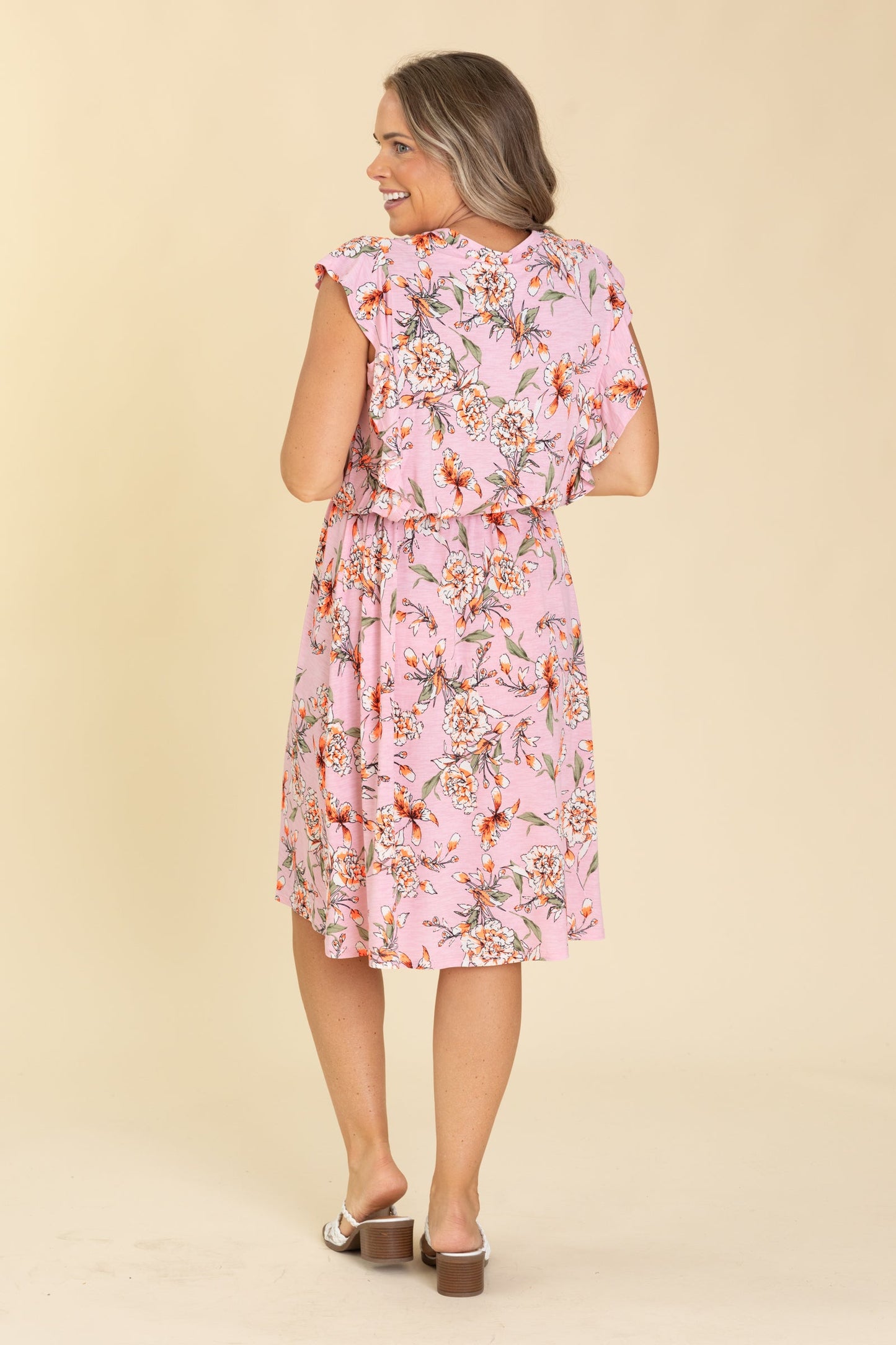 Baby Pink Self-Tie Waist Belt Dress