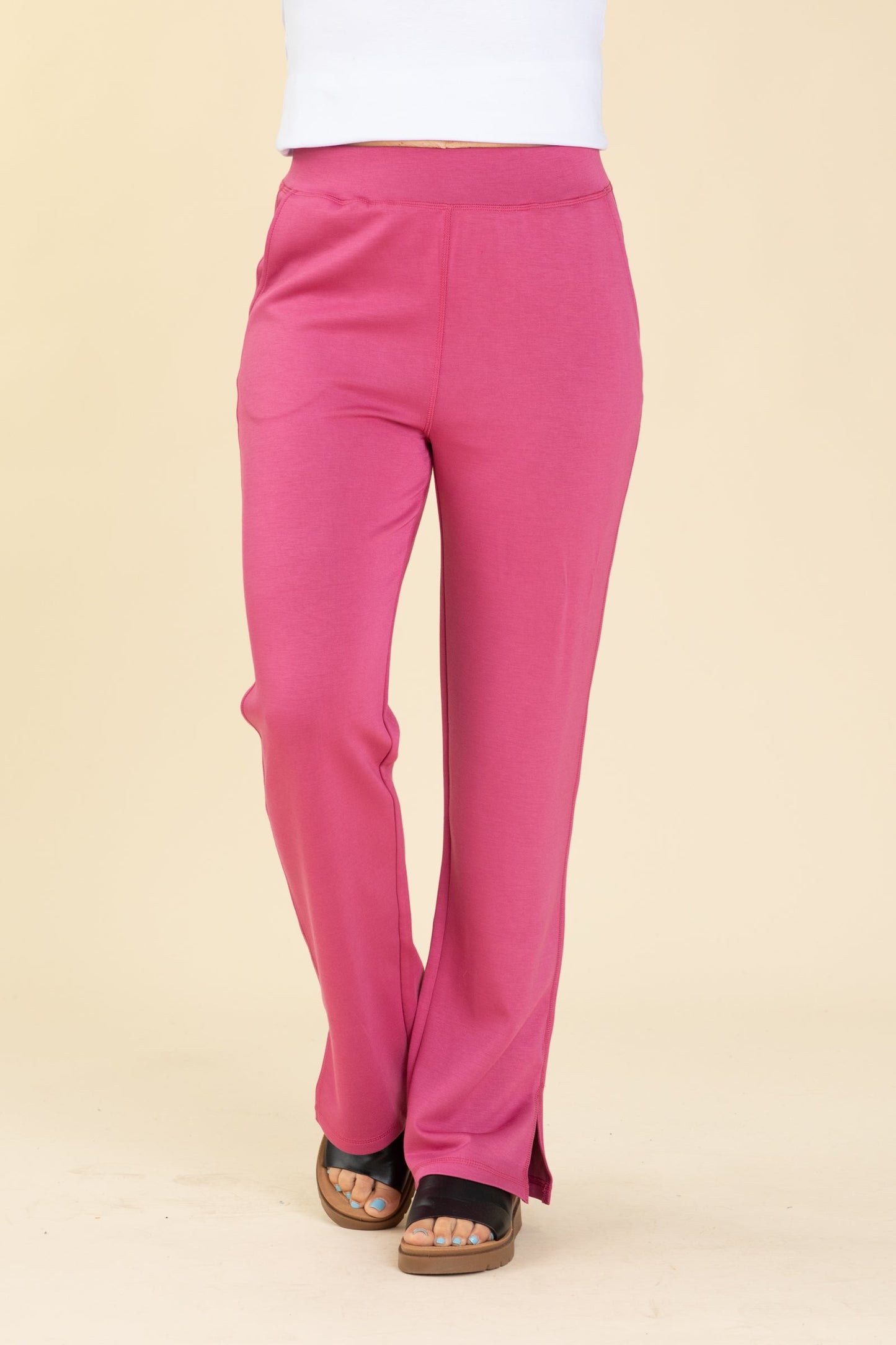 Soft Magenta Elevated Wide Leg Lounge Pants