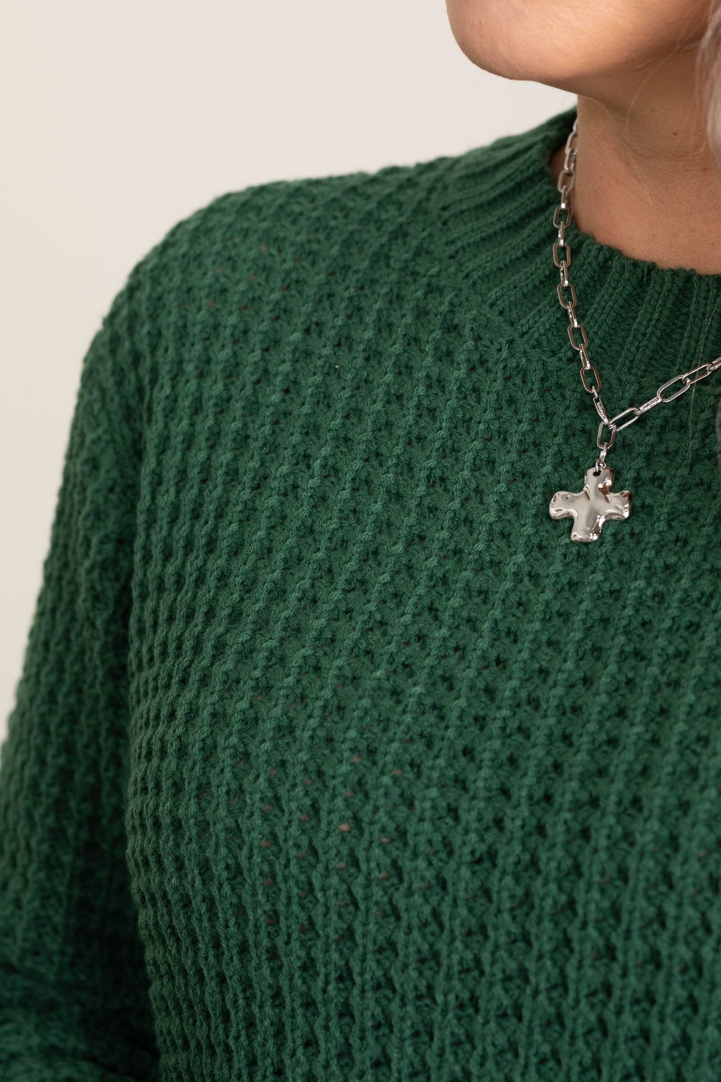 Waffle Round Hem Sweater