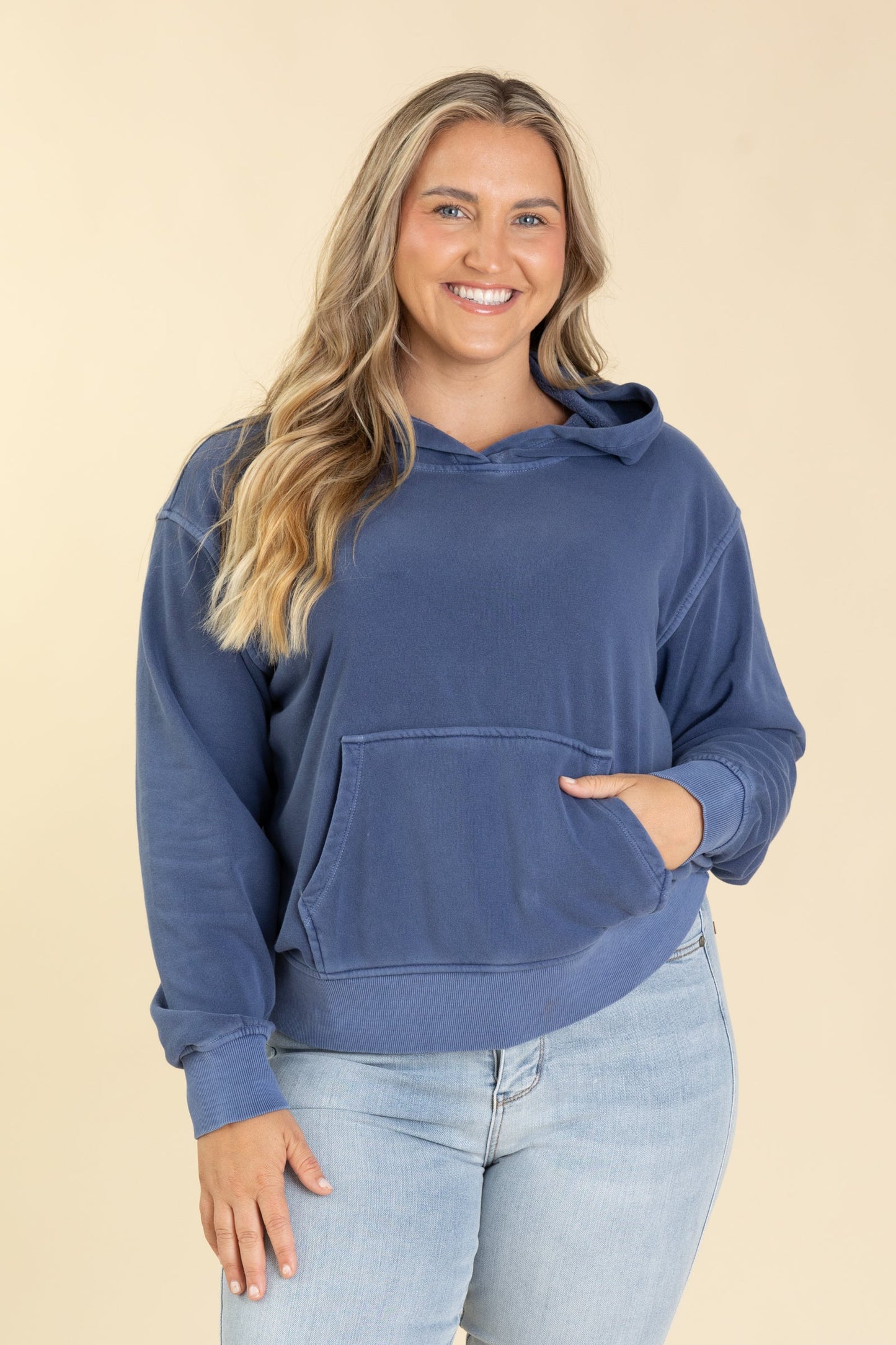 Soft Fleece Pigment Dyed Kangaroo Pocket Hoodie