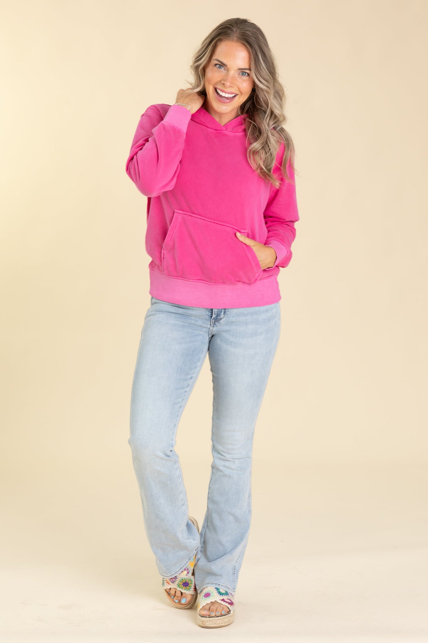 Soft Fleece Pigment Dyed Kangaroo Pocket Hoodie