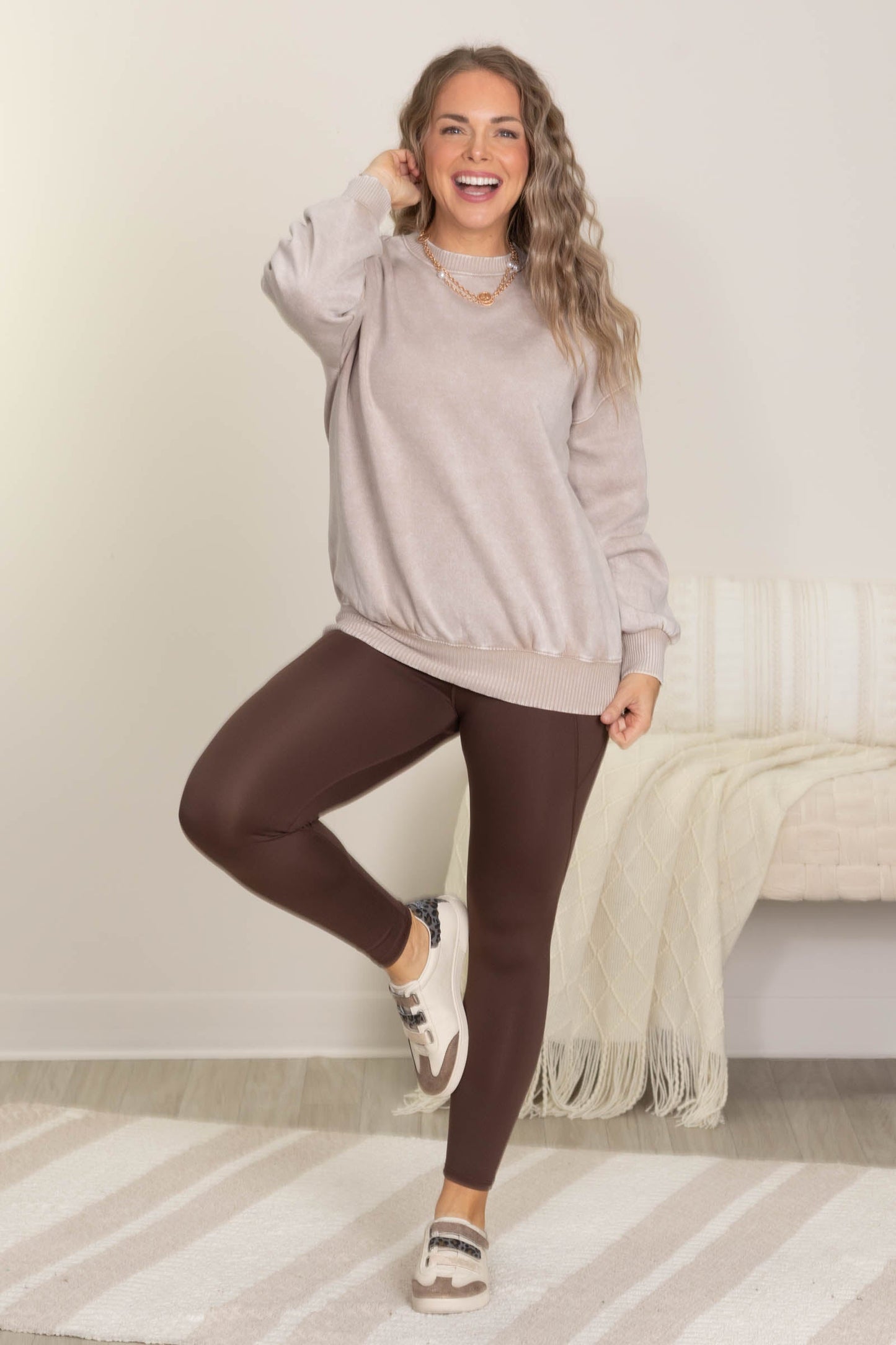 Washed Drop Shoulder Fleece Sweatshirt