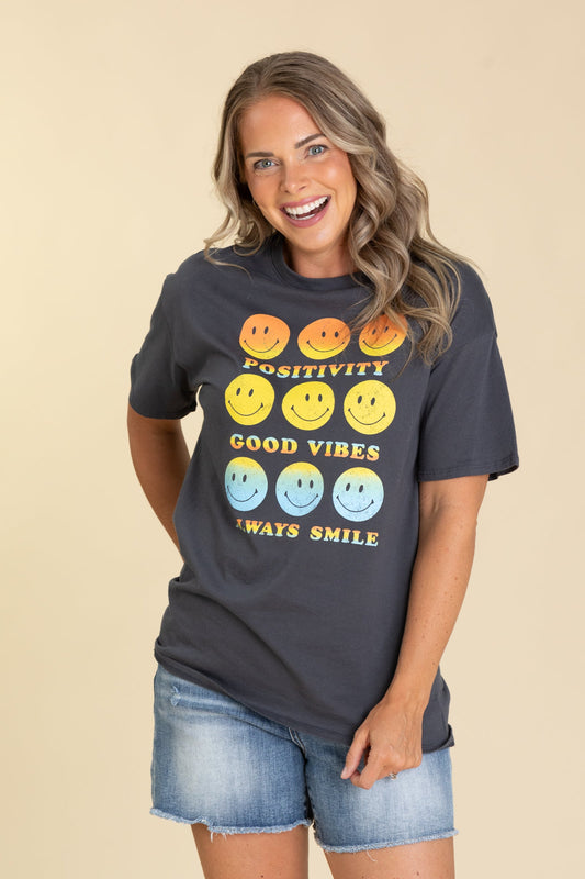 Charcoal Mood Oversized Graphic Knit Top