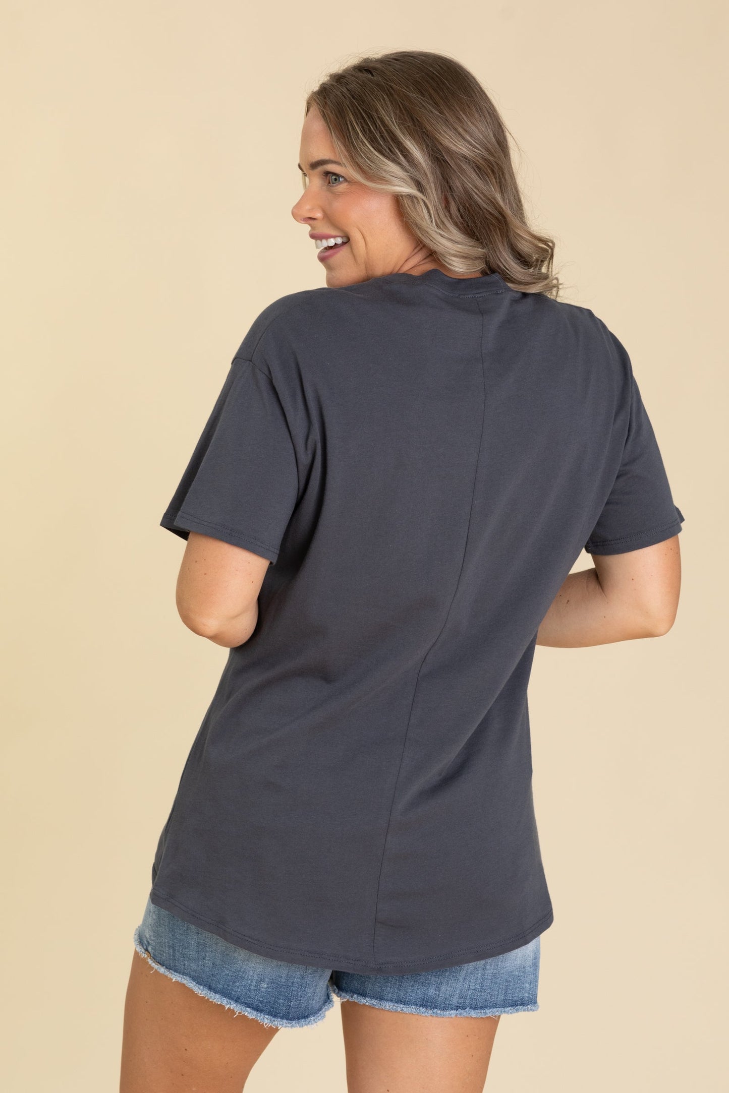 Charcoal Mood Oversized Graphic Knit Top