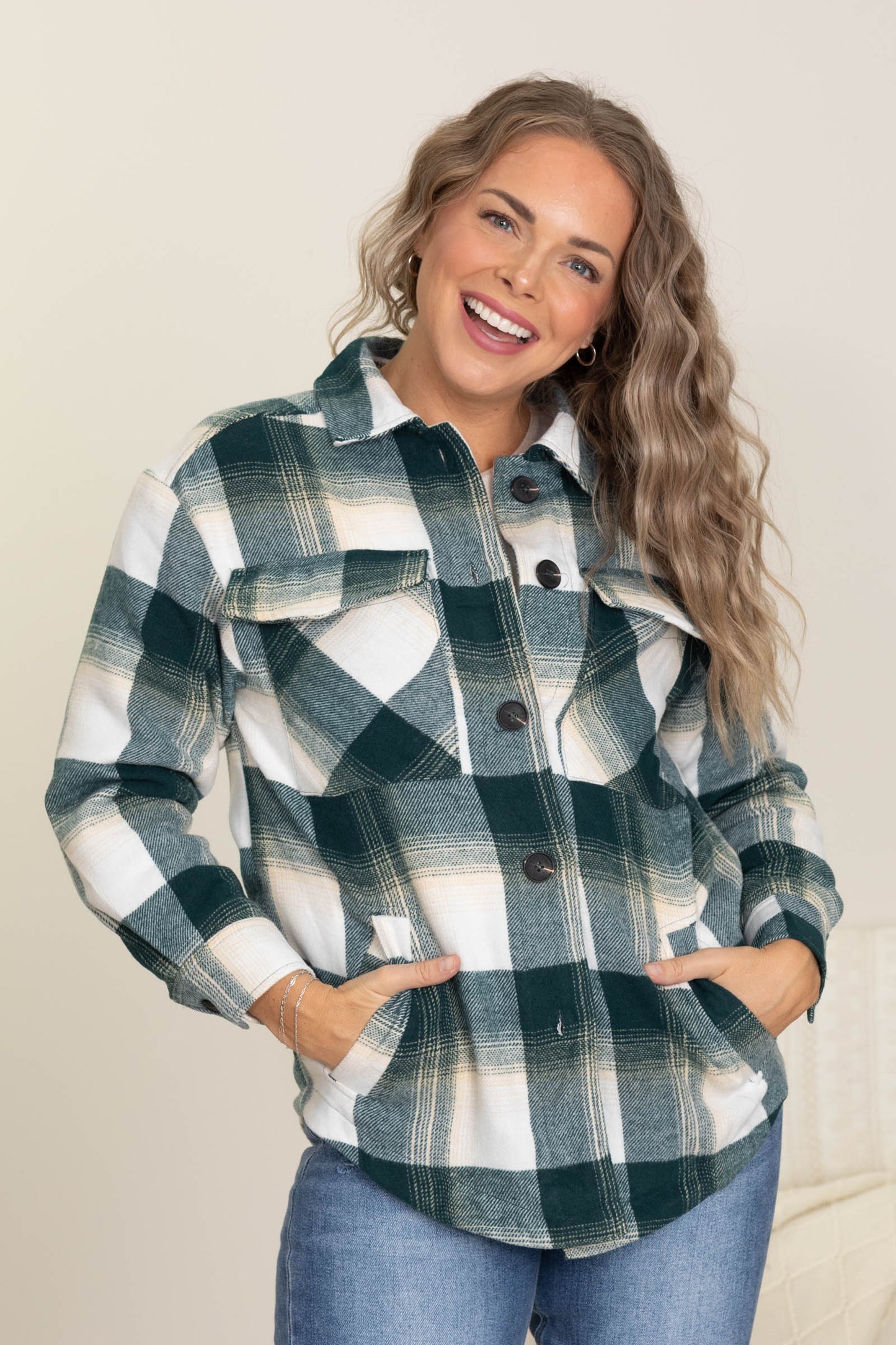 Plaid Button Up Jackets With Sherpa Lining