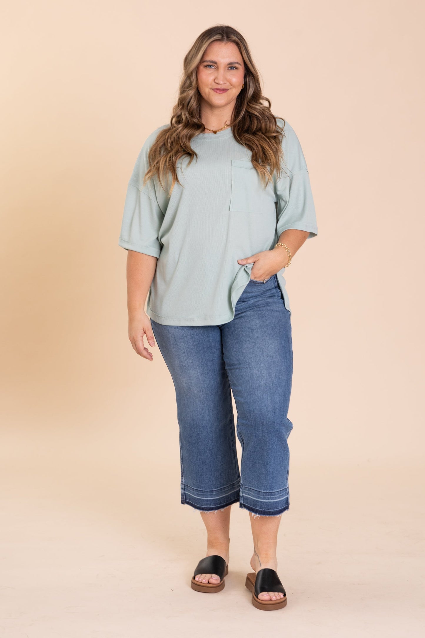 Oversized Ribbed Short Sleeve Knit Top