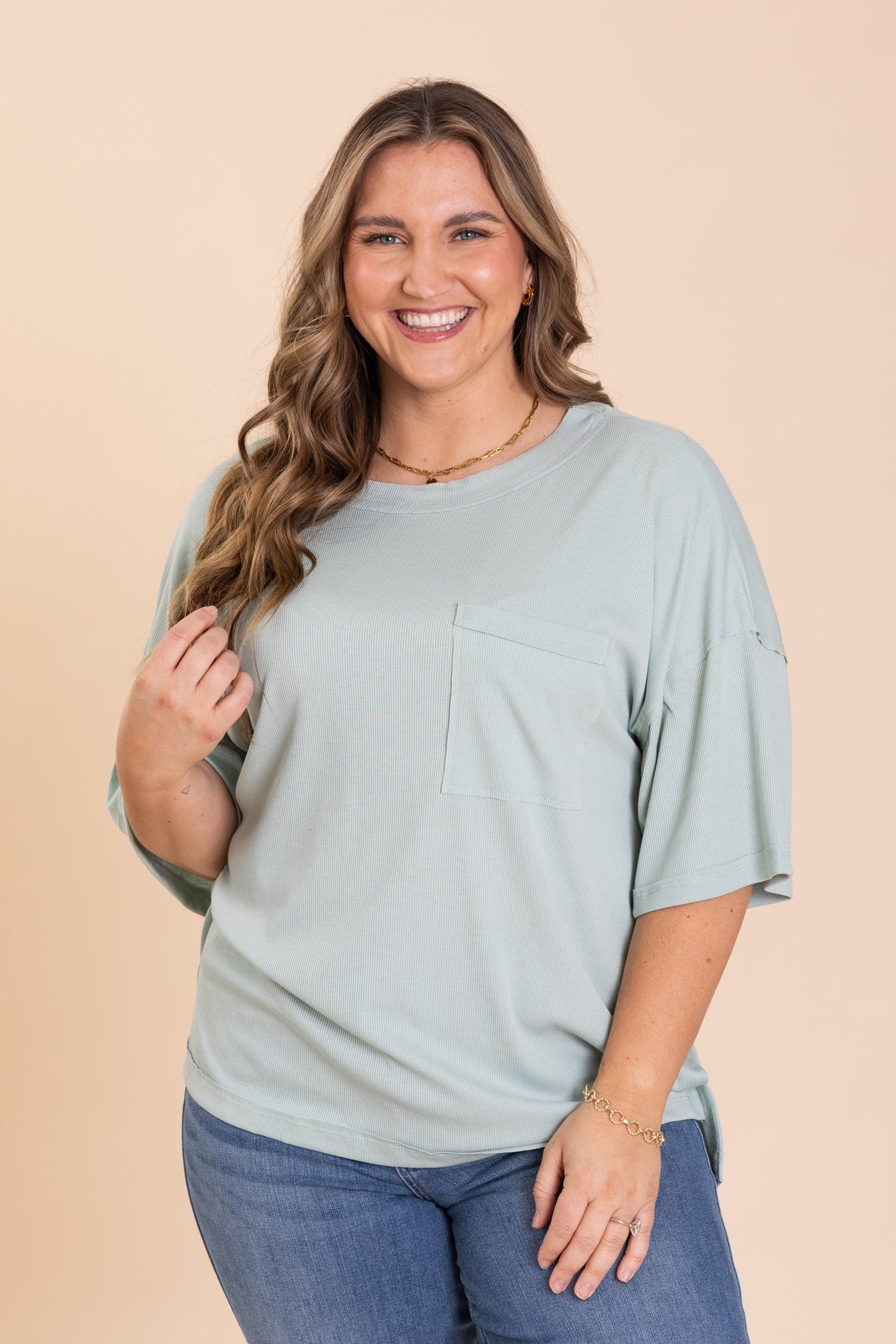 Oversized Ribbed Short Sleeve Knit Top