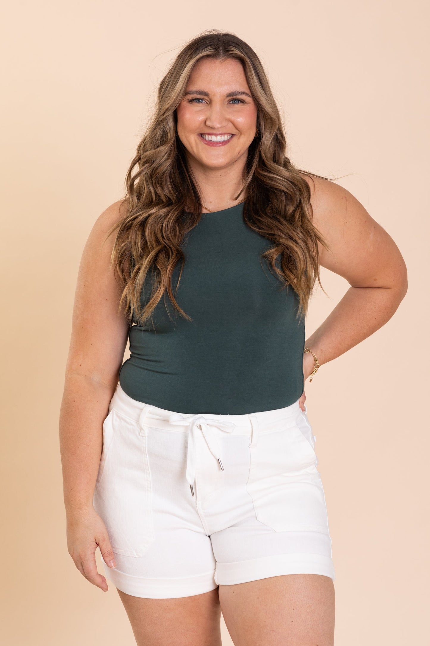 White Cuff Jogger Shorts