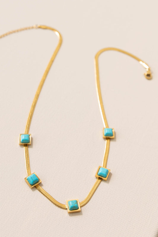 Turquoise Heringbone Necklace