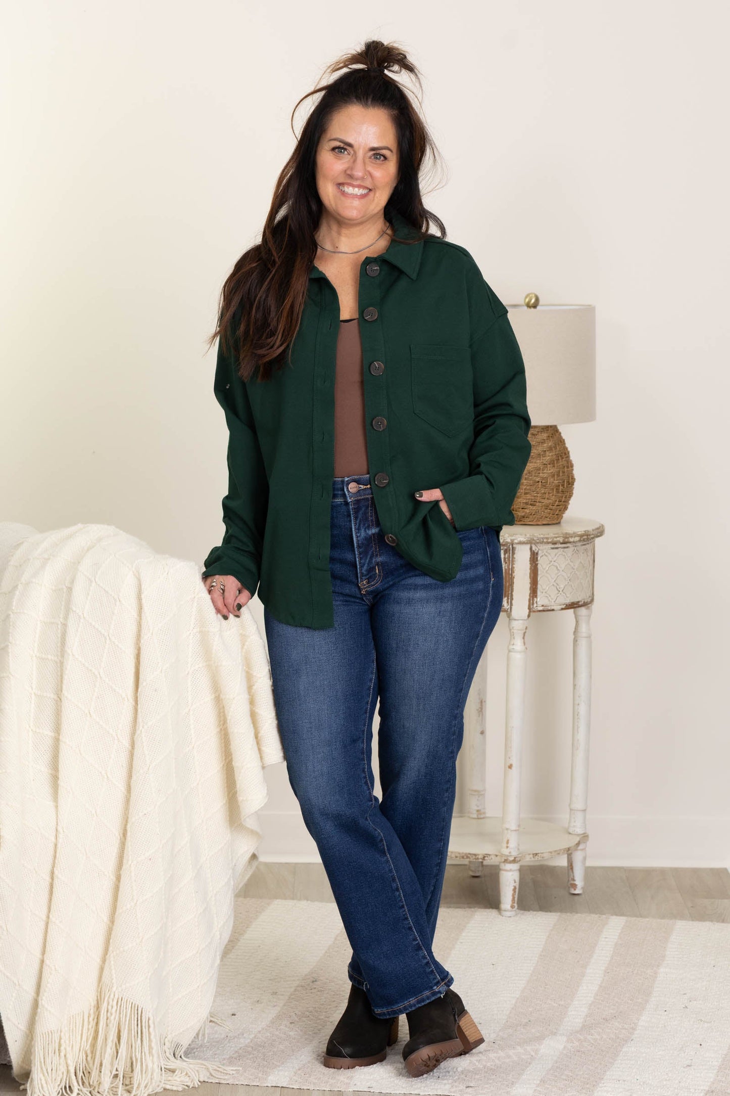 Solid Collared Button Down Shacket