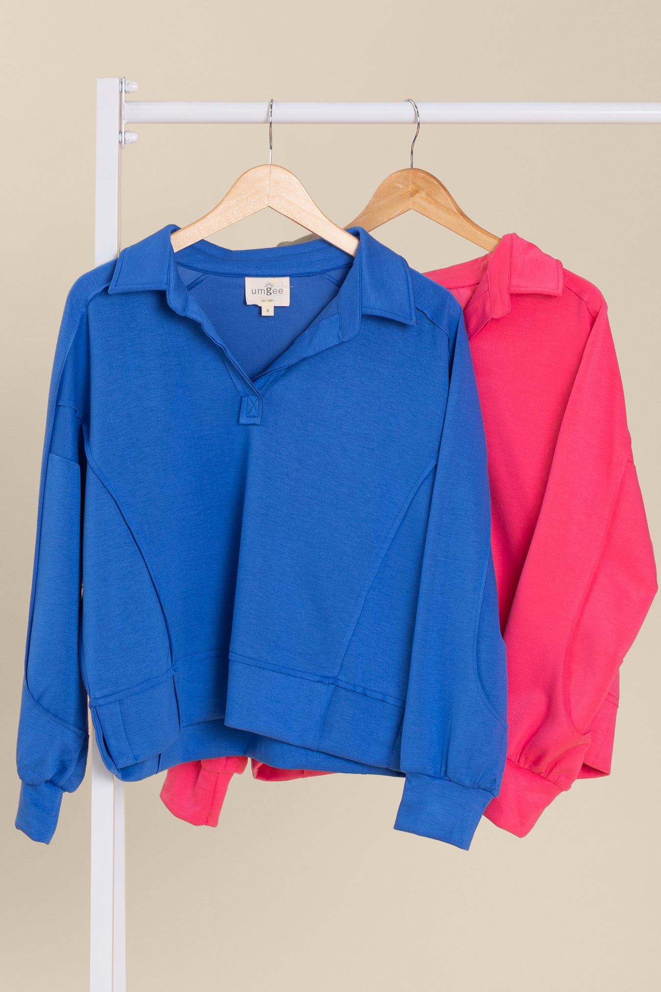 Collared V-Neck Scuba Sweatshirt