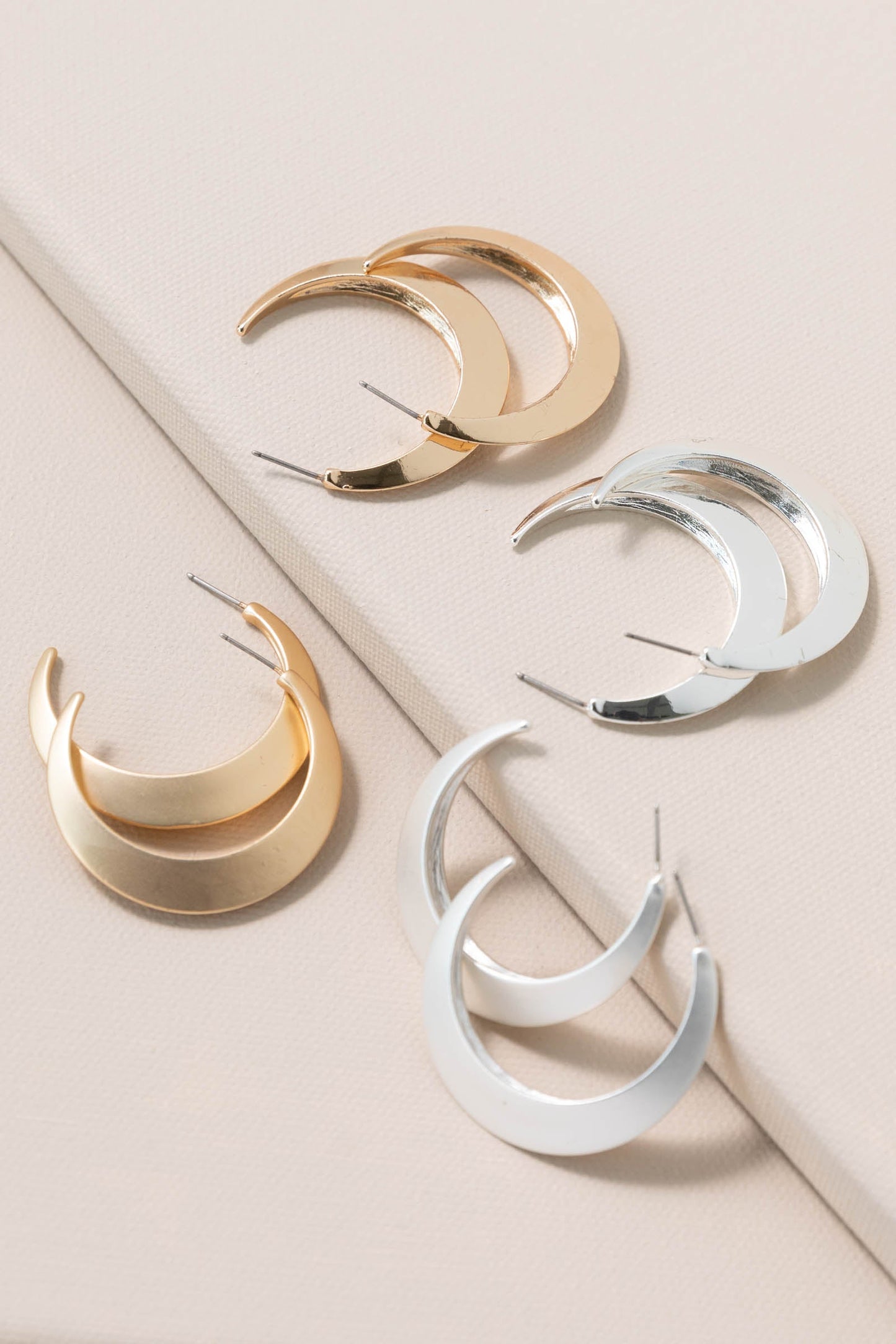 Matte Crescent Hoop Earrings