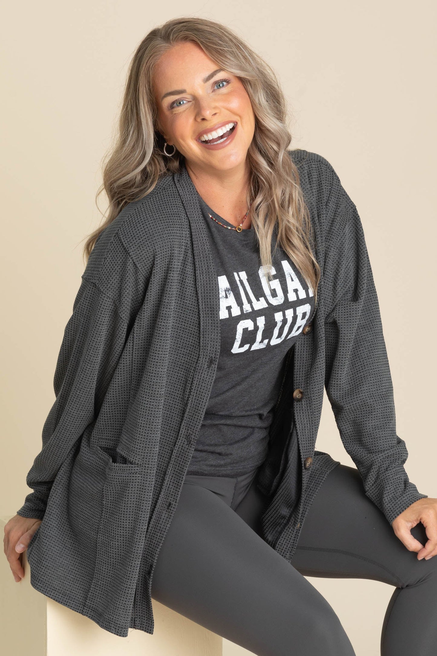 Knit Button Up Cardigans With Pockets