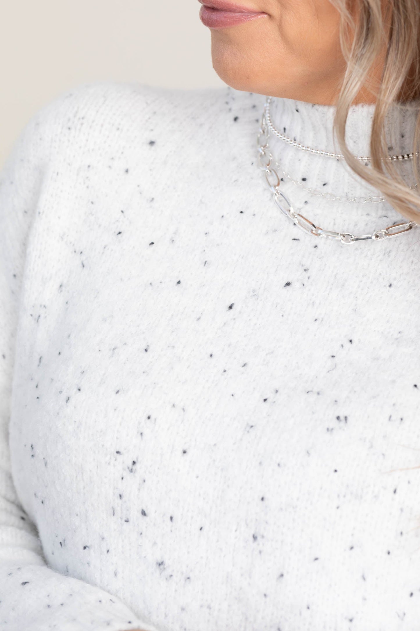 Off White Ultra Soft Speckle Detail Sweater