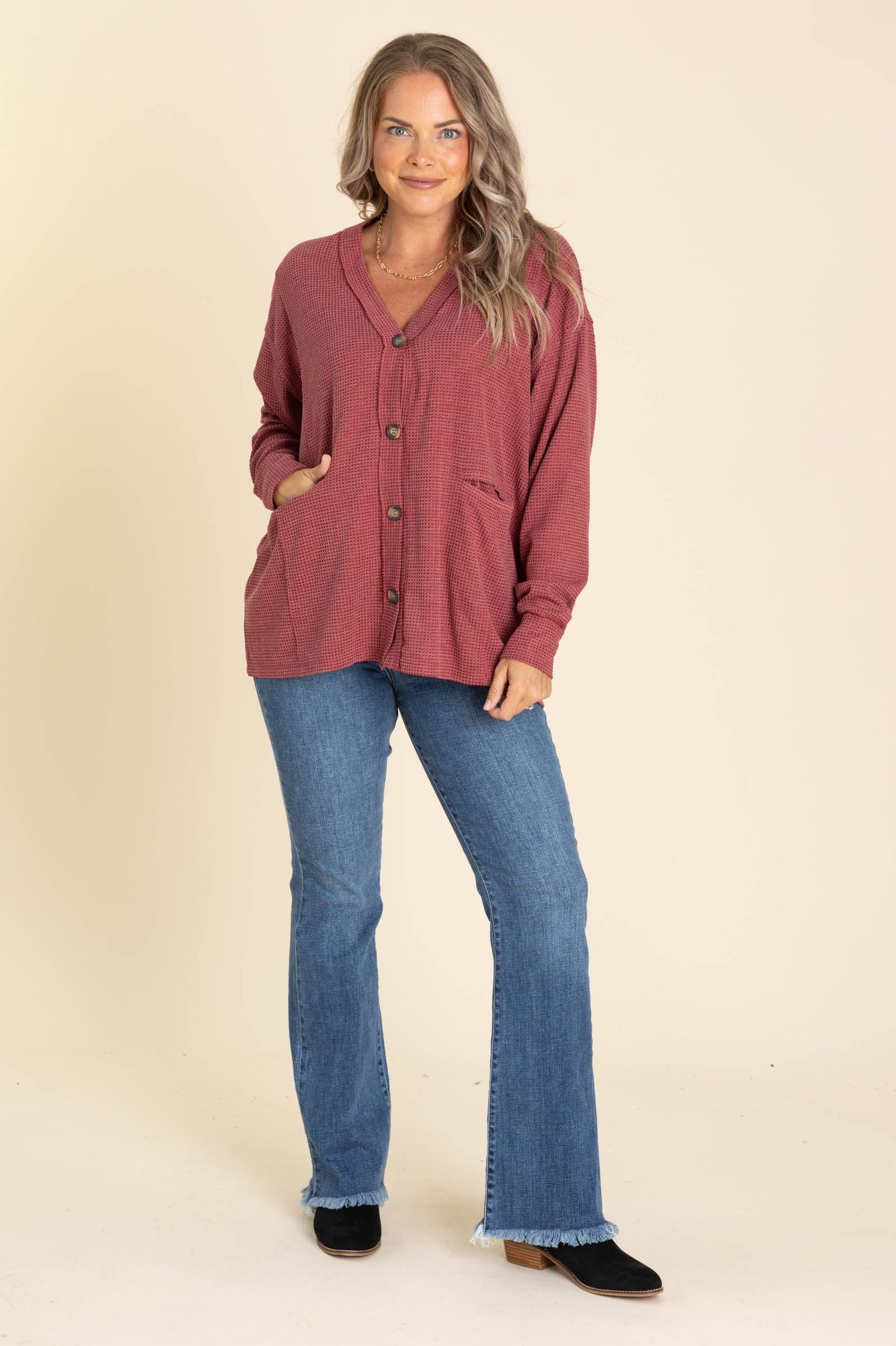 Knit Button Up Cardigans With Pockets