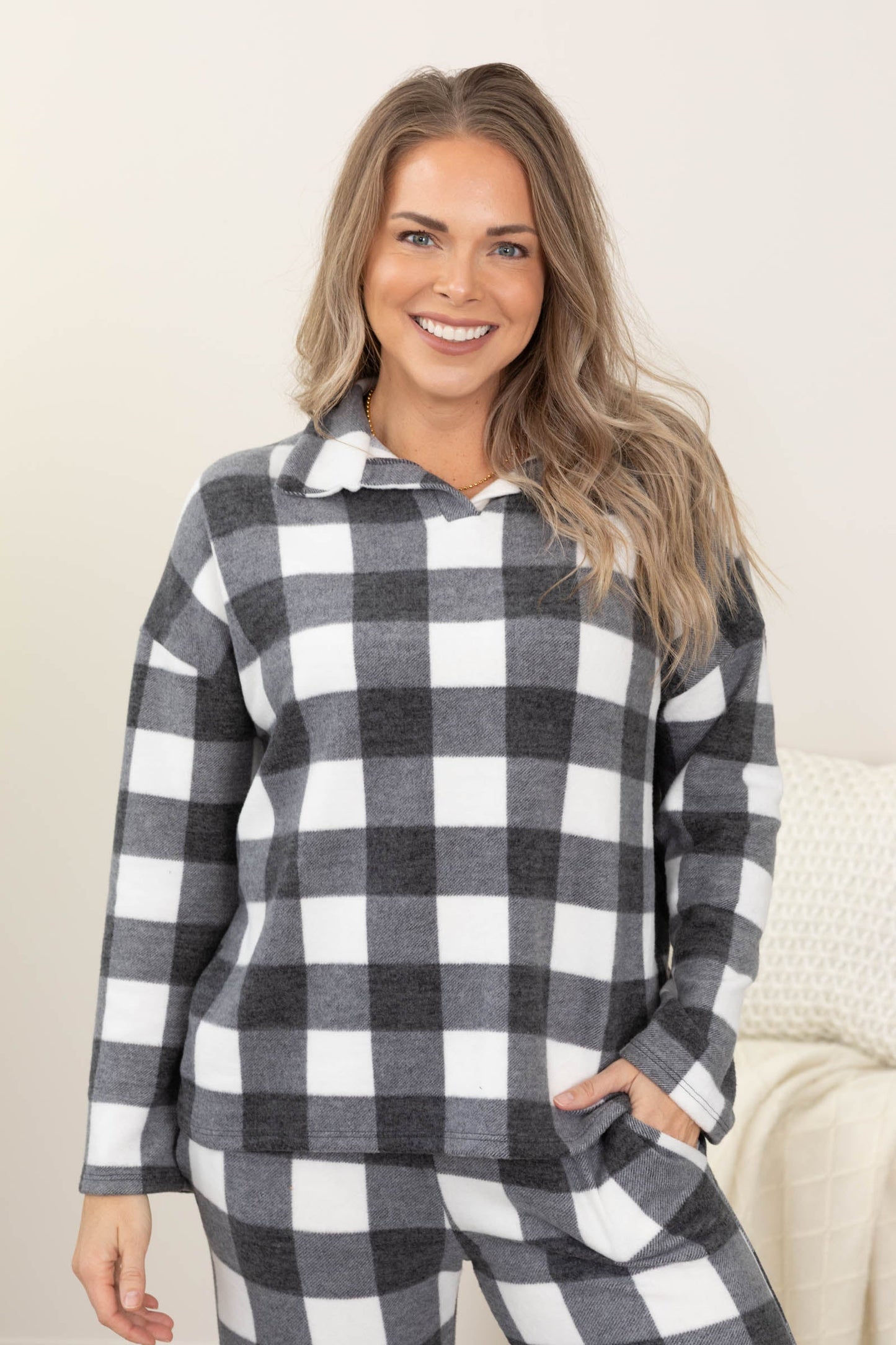 Black And White Buffalo Plaid 2 Piece Set