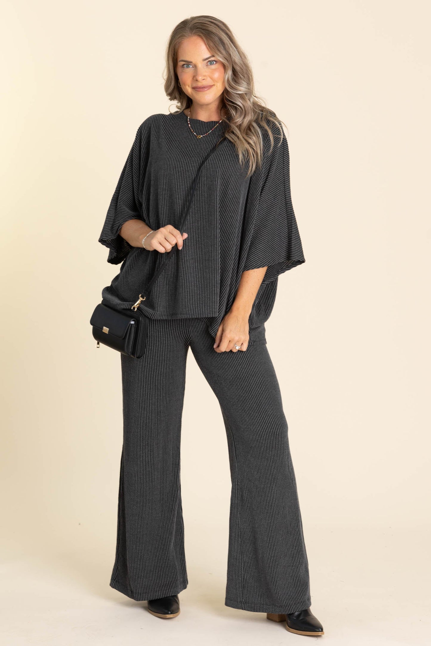 Soft Knit Boat Neck Top And Pants Set