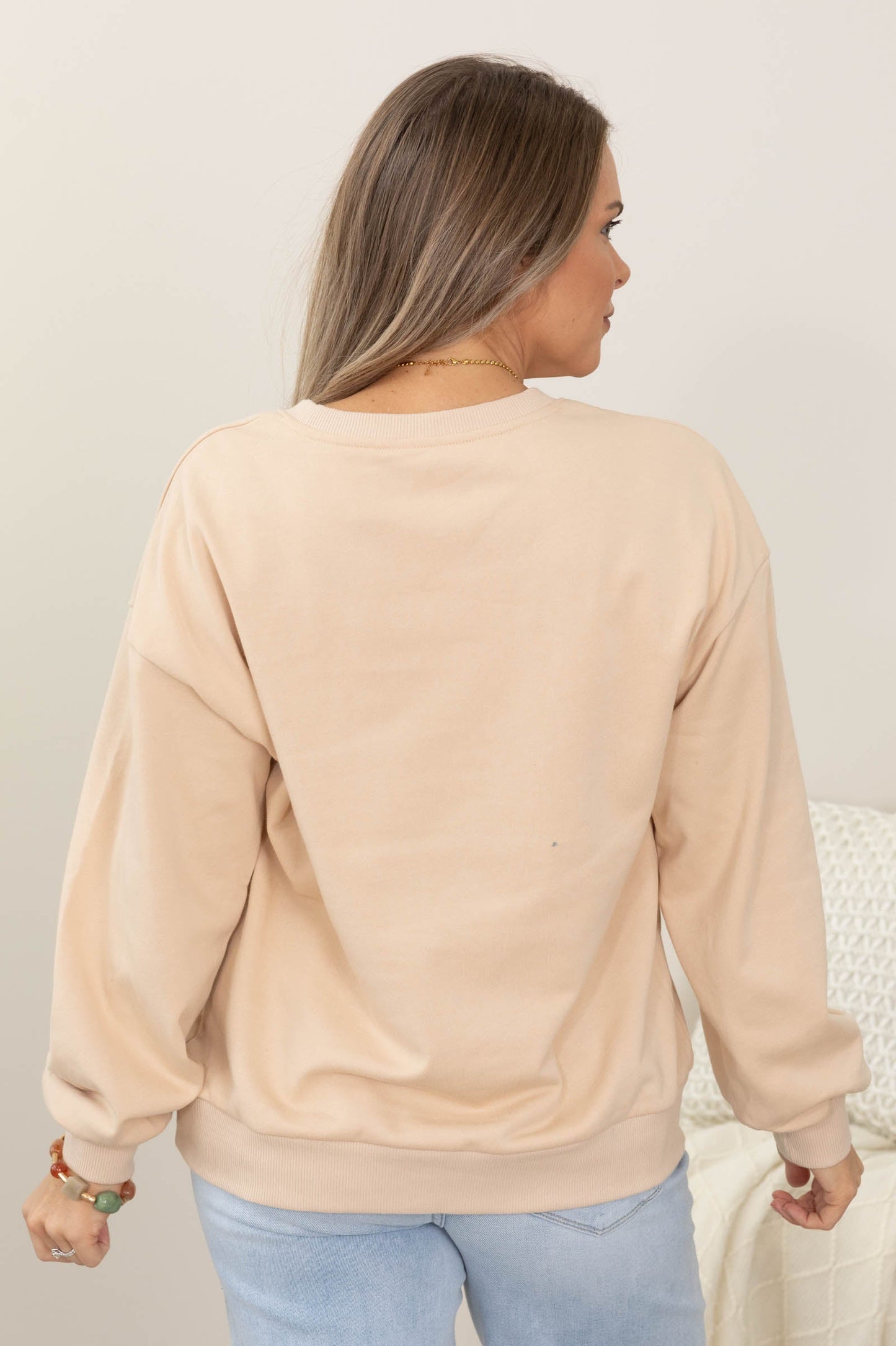 Tan Top With Embroidered Flower Detail
