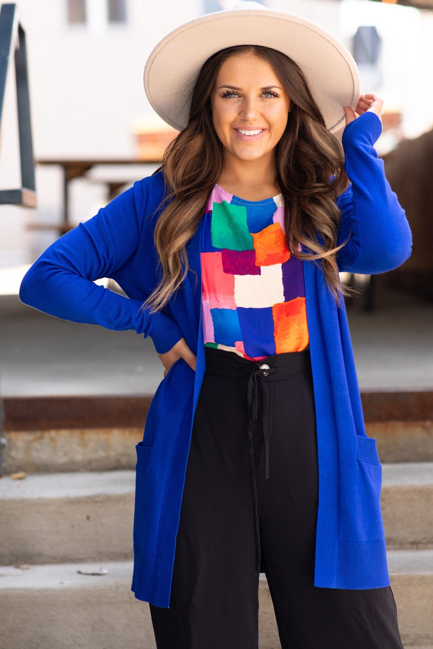 Cobalt Multicolor Geometric Print Top