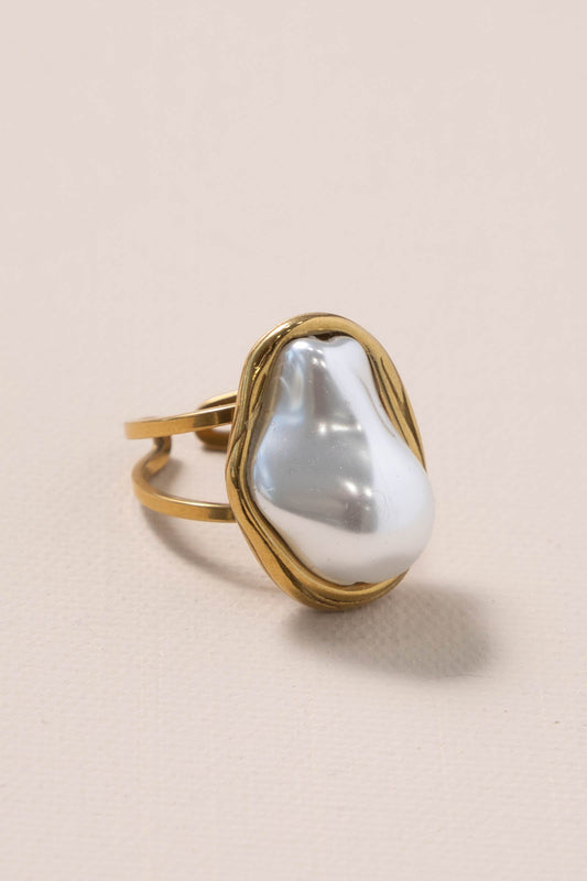 Gold 18k Stainless Steel Pearl Ring