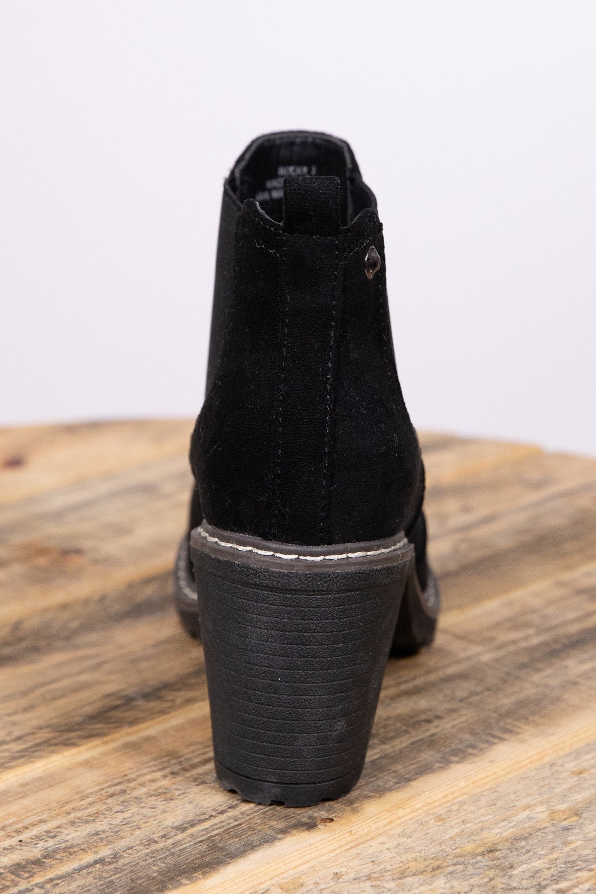 Black Pull On Booties with Stitching Detail