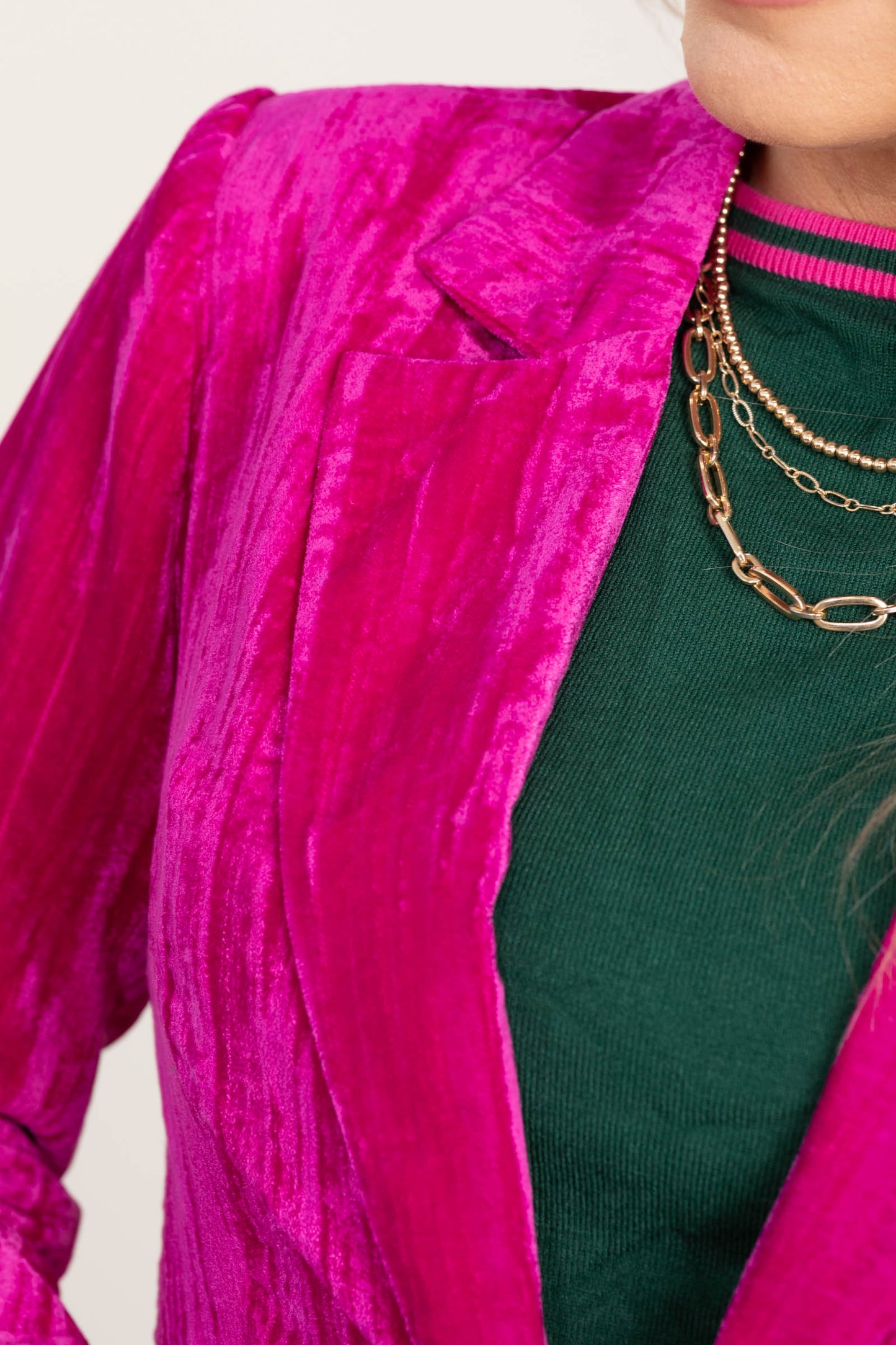 Hot Pink Crinkle Velvet Blazer