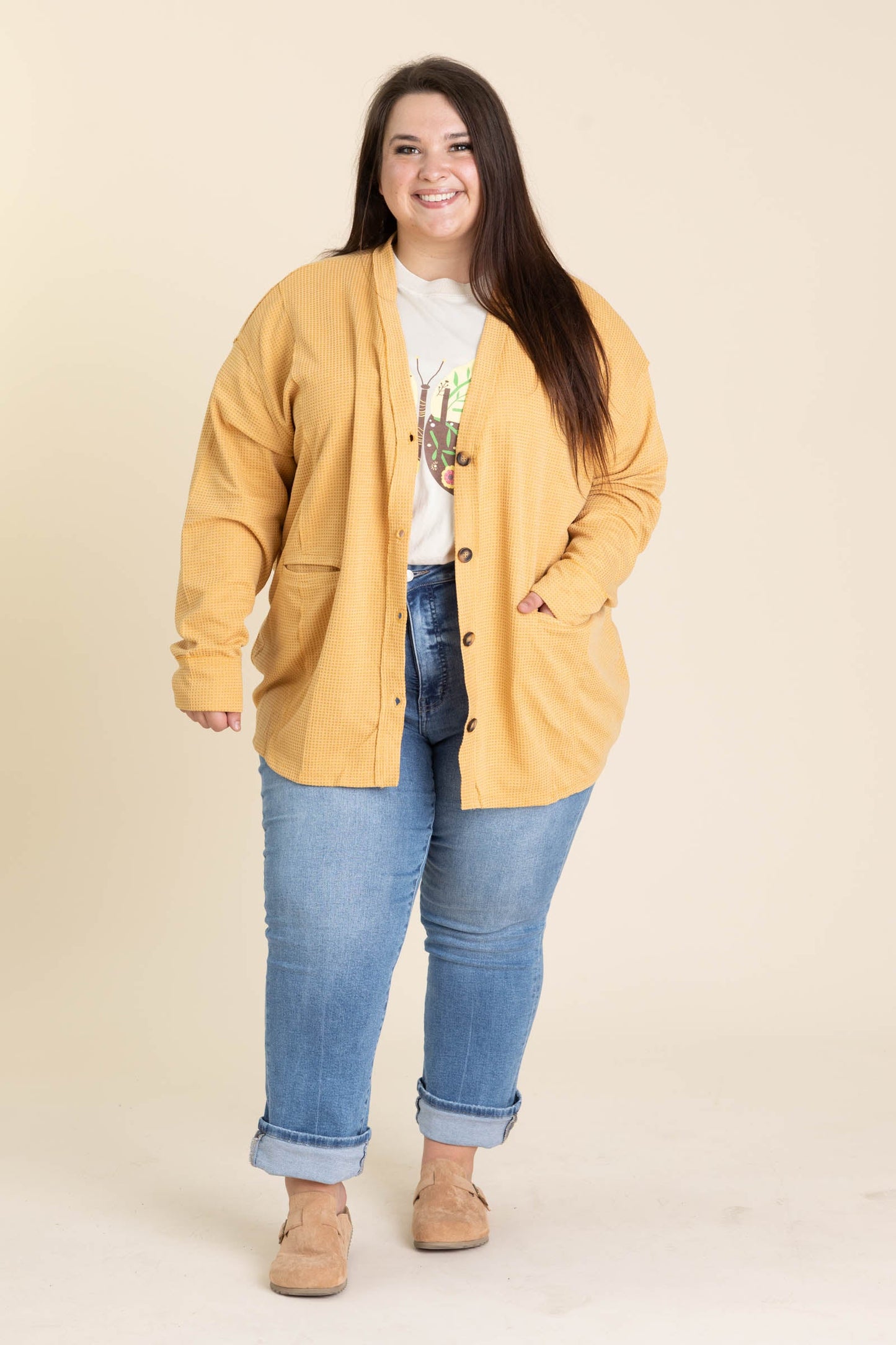 Knit Button Up Cardigans With Pockets