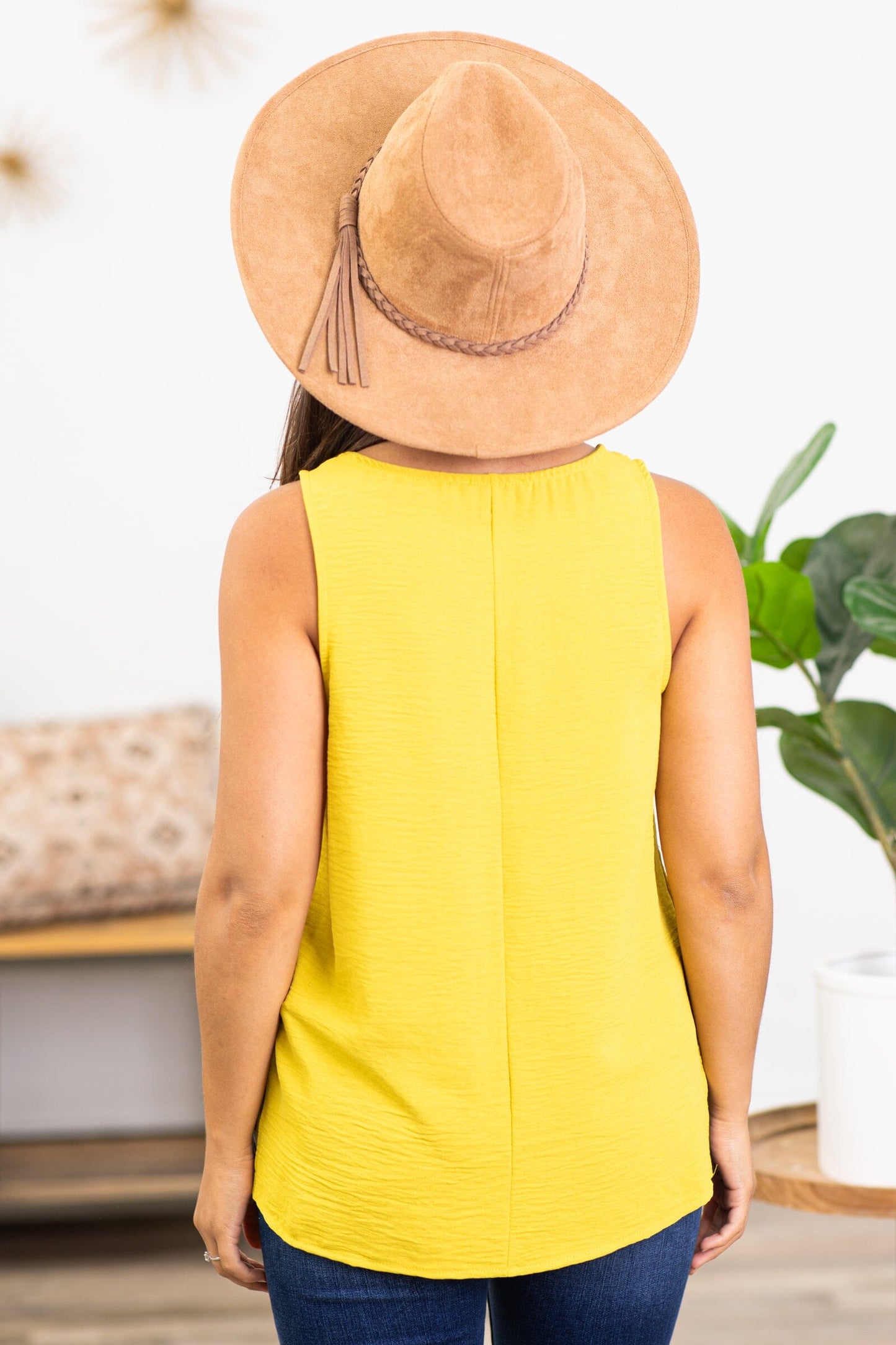 Mustard Hi Lo Round Neck Tank
